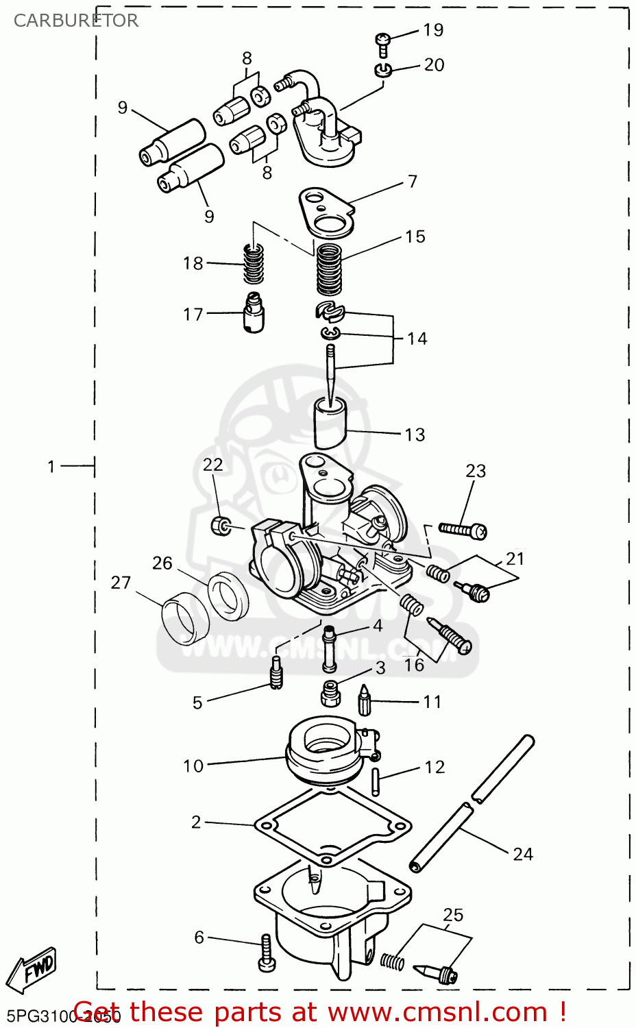 Yamaha PW50-1 2001 (1) USA CARBURETOR - buy original CARBURETOR spares