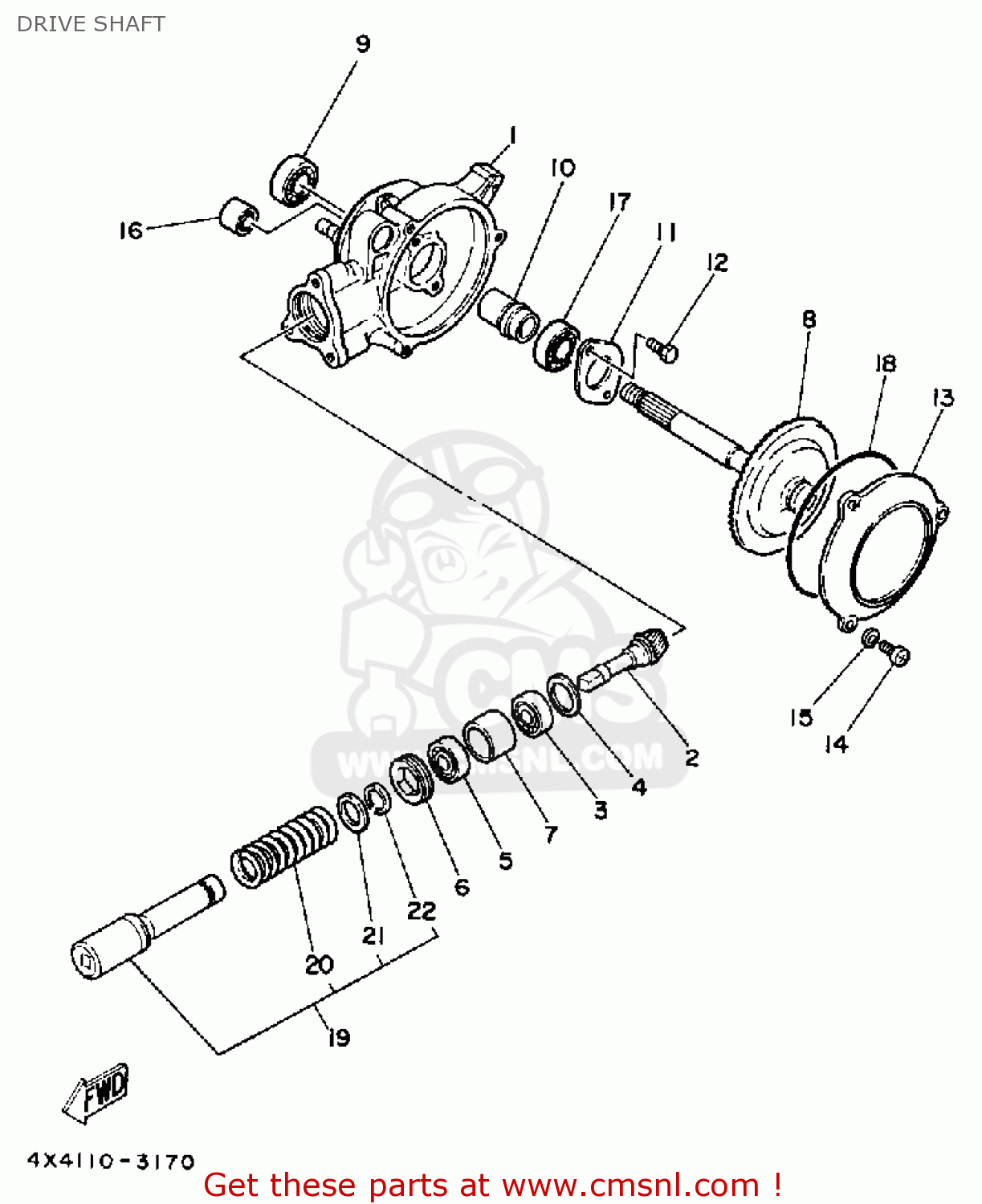 Yamaha PW50 1983 (D) USA DRIVE SHAFT buy original DRIVE SHAFT spares