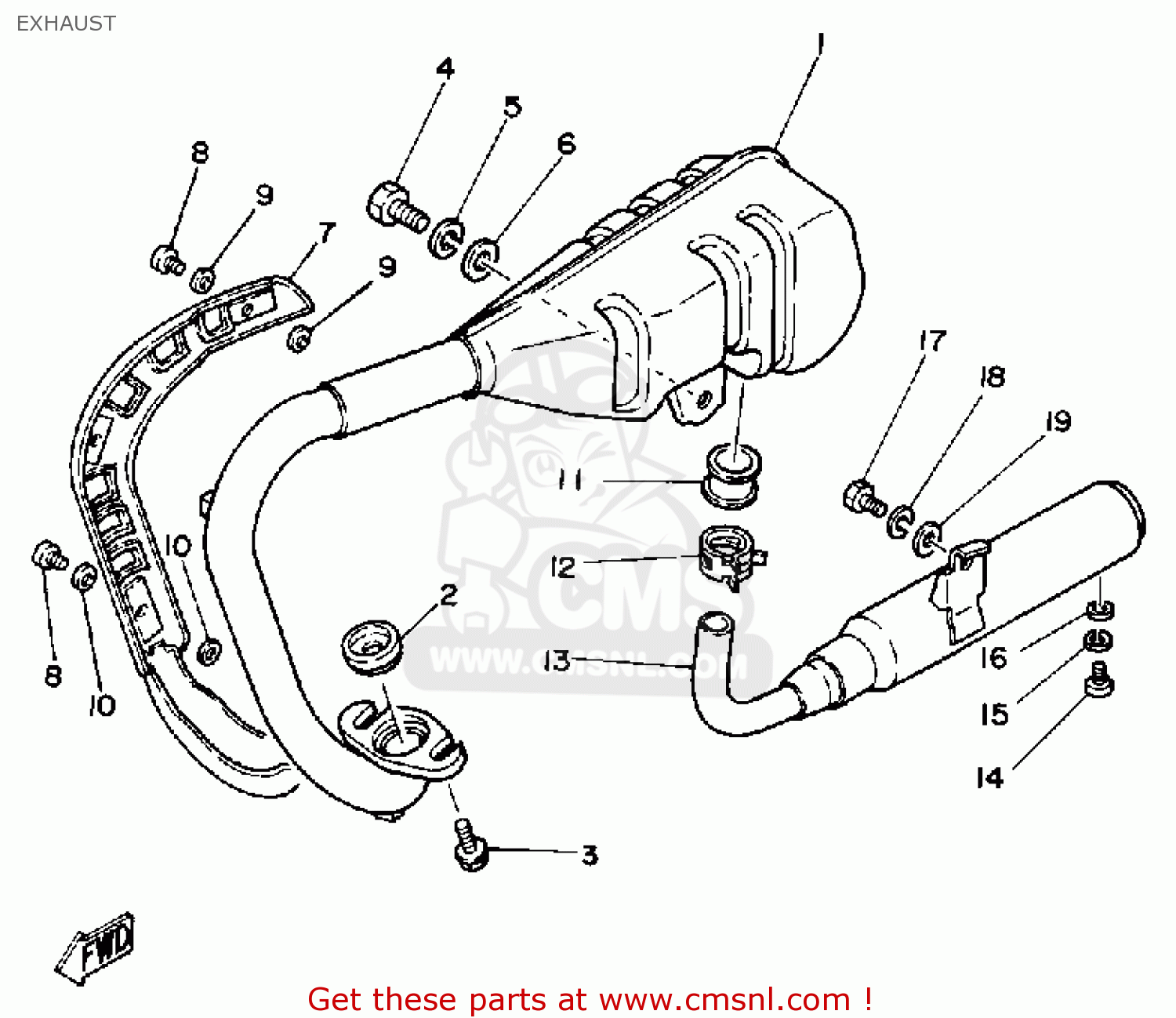 Yamaha PW50 1983 (D) USA EXHAUST - buy original EXHAUST spares online