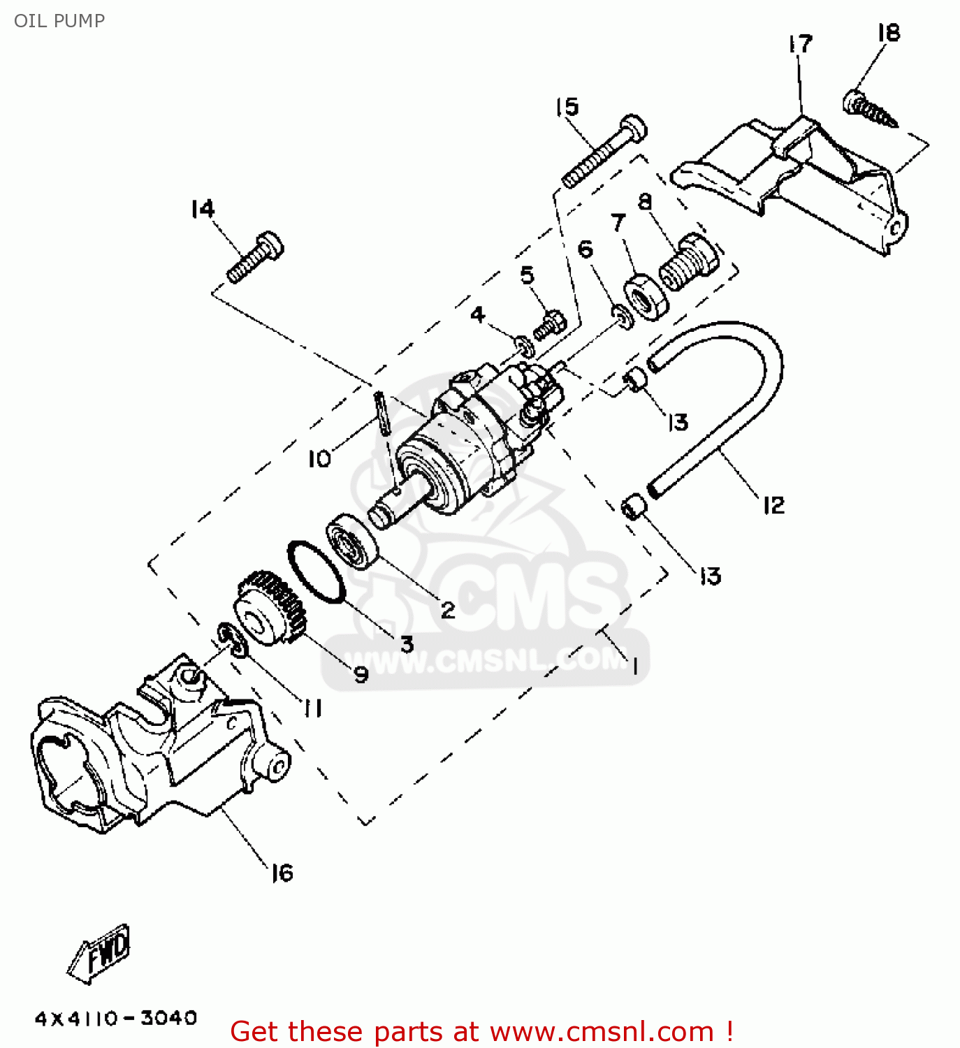Yamaha PW50 1983 (D) USA OIL PUMP buy original OIL PUMP spares online
