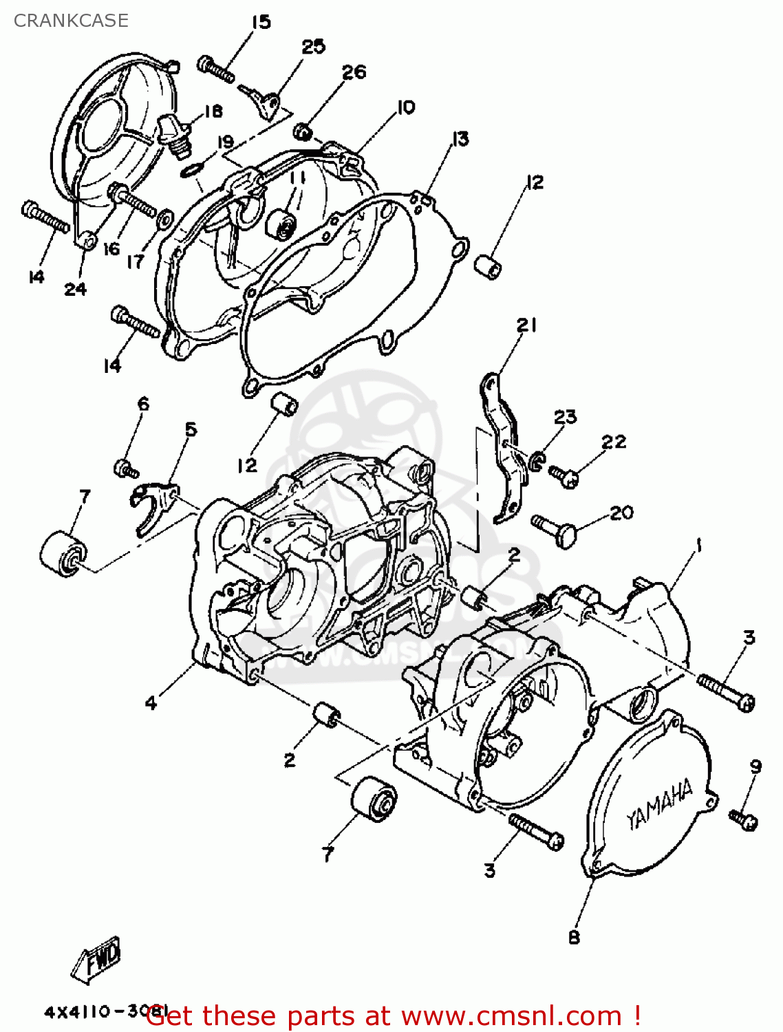 Yamaha PW50 1986 (G) USA CRANKCASE - buy original CRANKCASE spares online