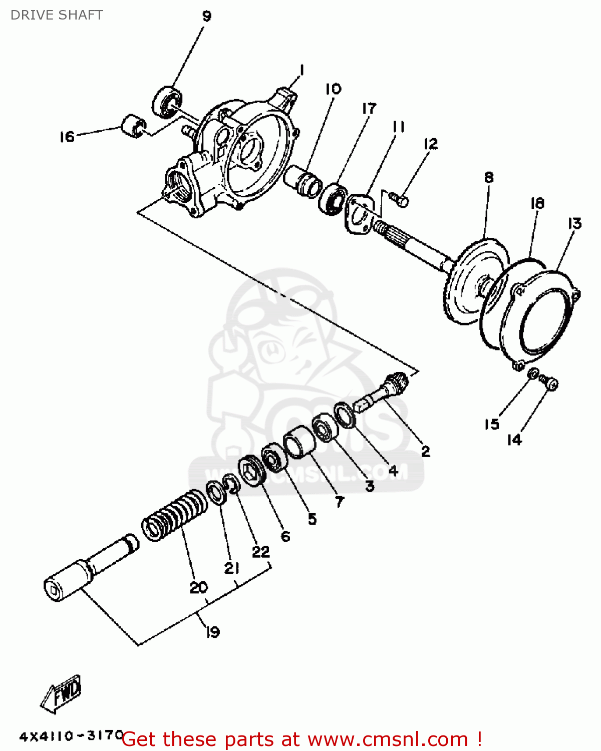 Yamaha PW50 1986 (G) USA DRIVE SHAFT buy original DRIVE SHAFT spares