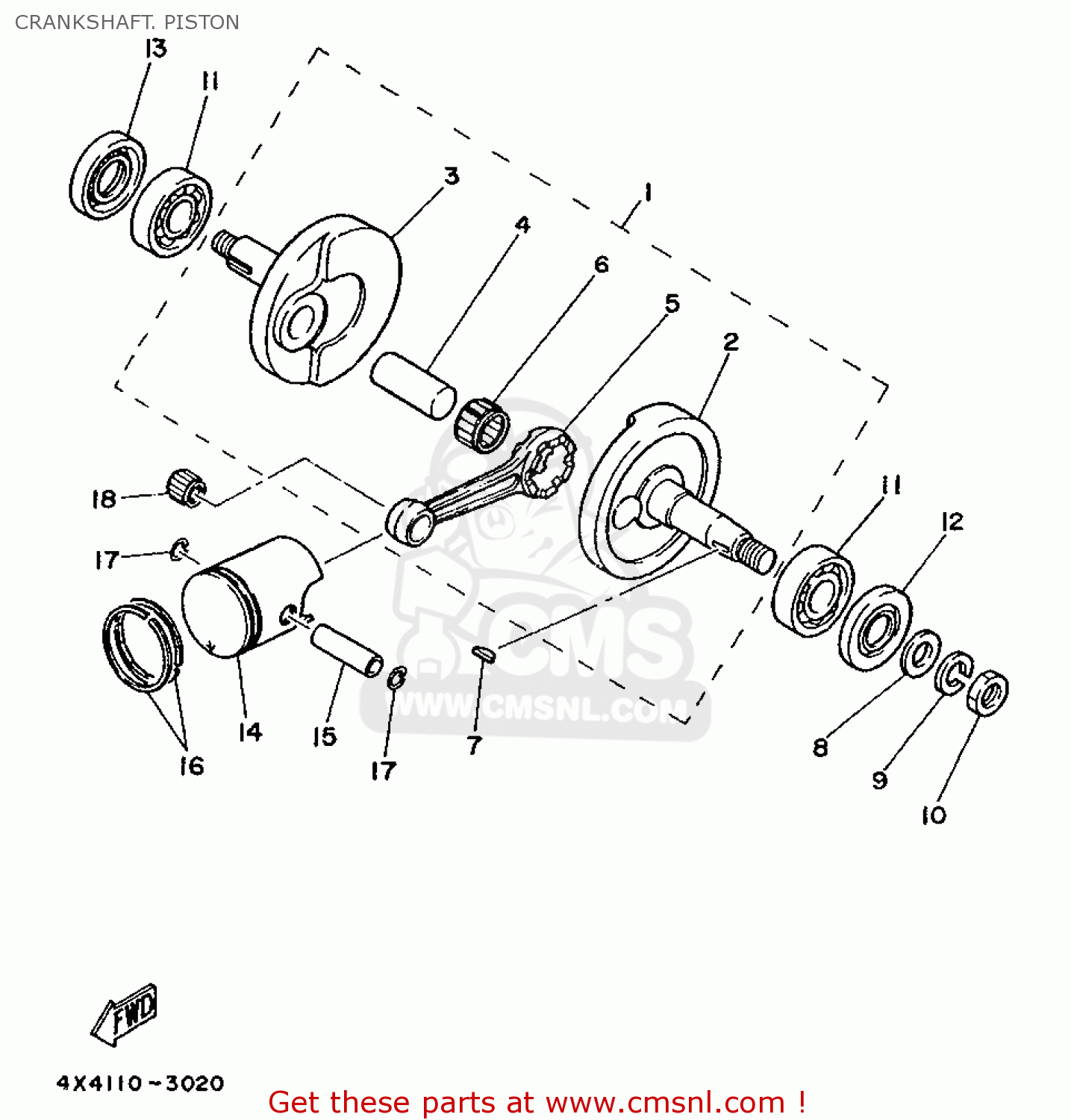 Yamaha PW50 1988 3AP GERMANY 283AP-332G1 CRANKSHAFT. PISTON - buy ...