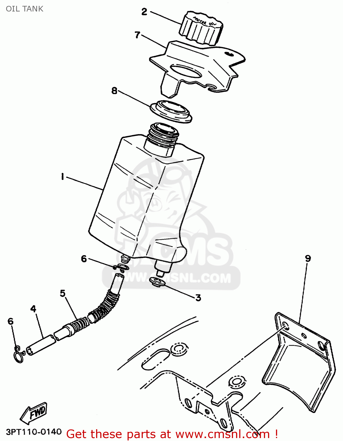 Yamaha PW50 1999 (X) USA OIL TANK buy original OIL TANK spares online