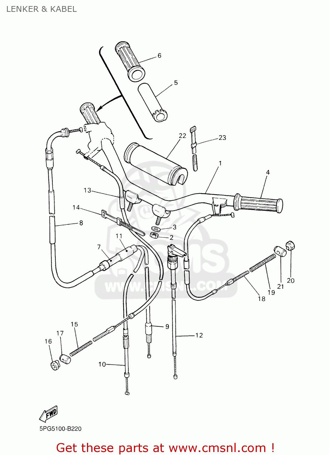 Yamaha PW50 2006 5PGC EUROPE 1E5PG-332G1 LENKER & KABEL - buy original ...