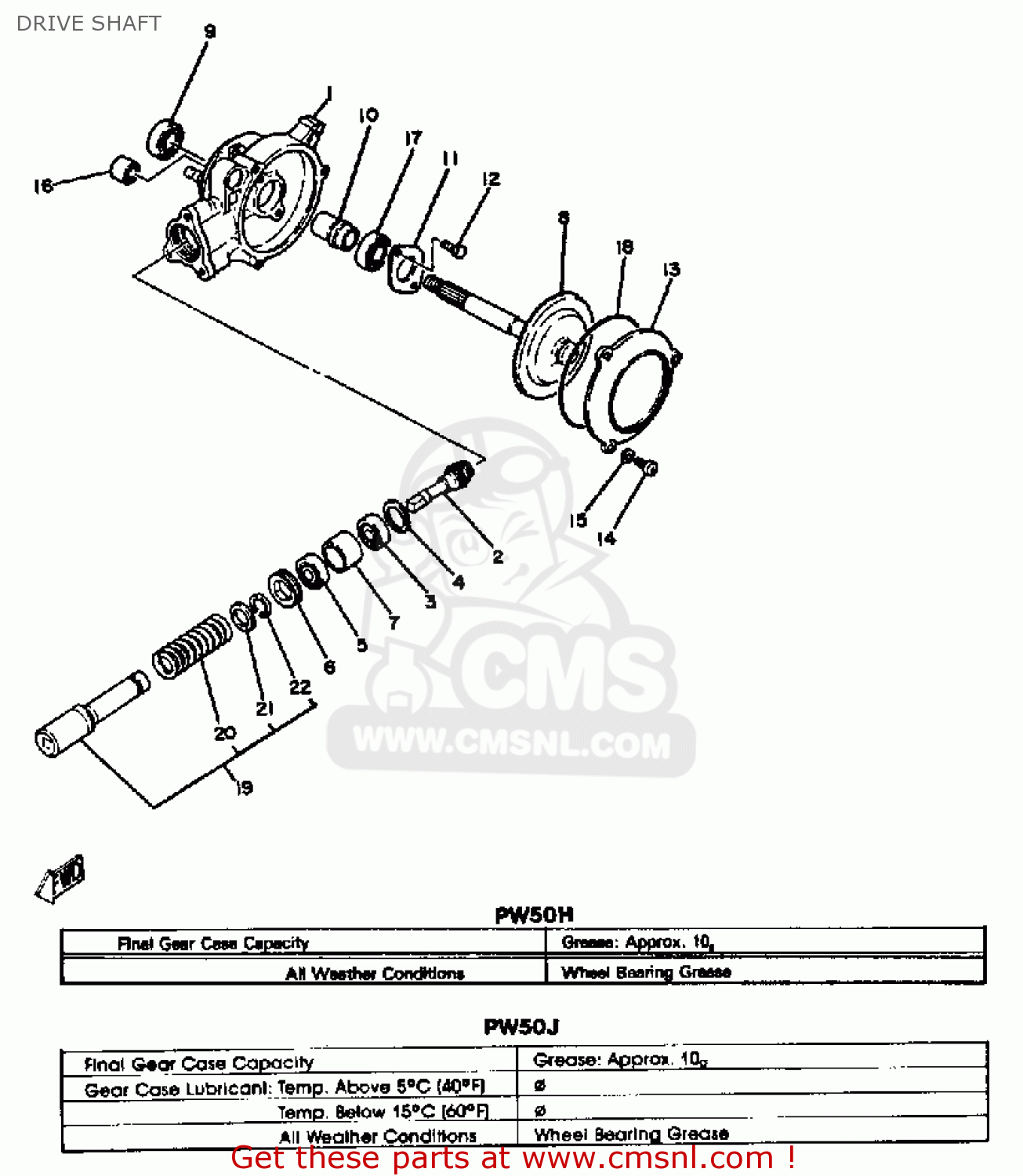 Yamaha PW50 YZINGER 1982 (C) USA DRIVE SHAFT buy original DRIVE SHAFT spares online
