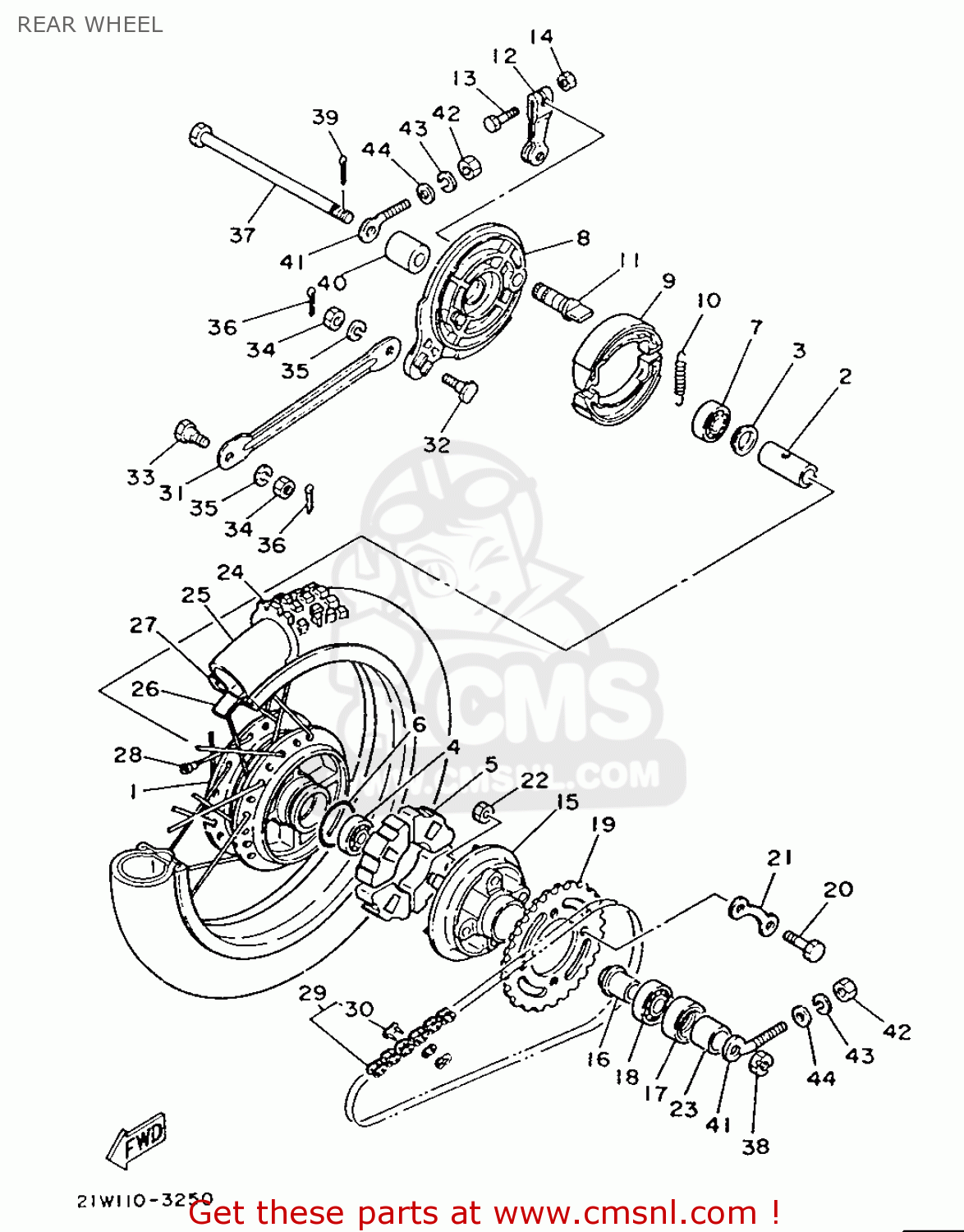 Yamaha PW80 1986 21W EUROPE 2621W-300E1 REAR WHEEL - buy original REAR ...