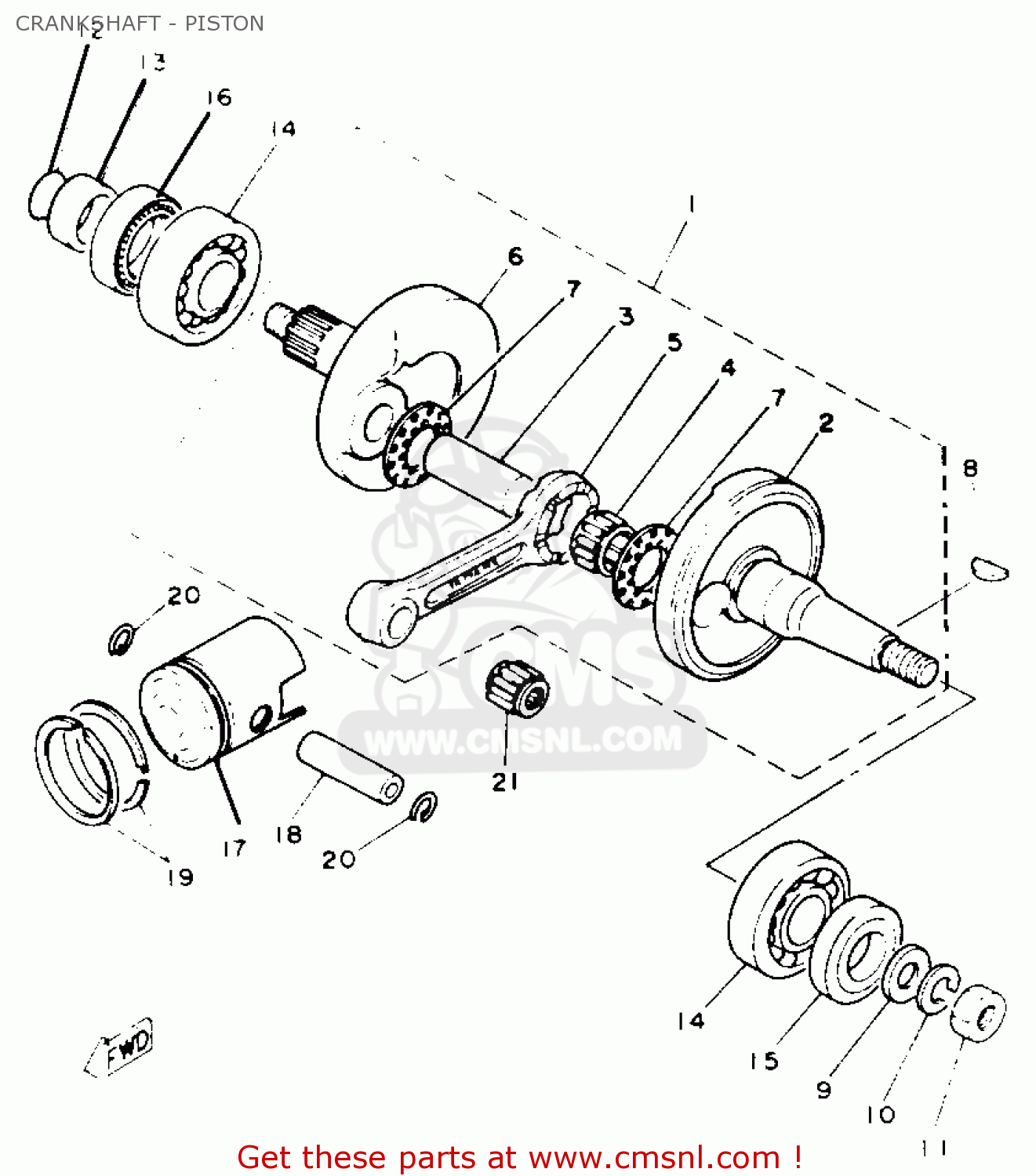 Yamaha PW80 1993 (P) USA CRANKSHAFT - PISTON - buy original CRANKSHAFT ...