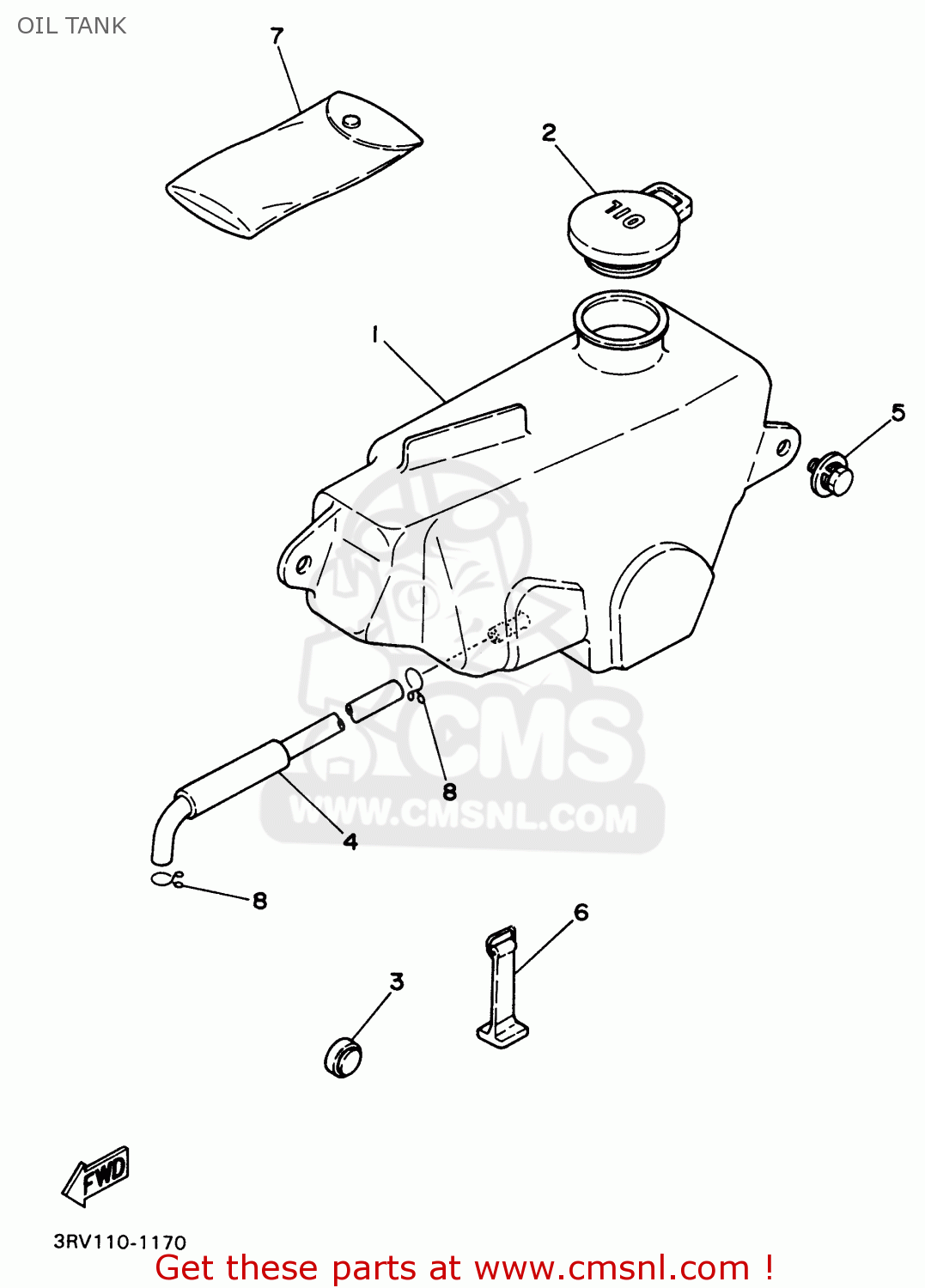 Yamaha PW80 1996 (T) USA OIL TANK buy original OIL TANK spares online