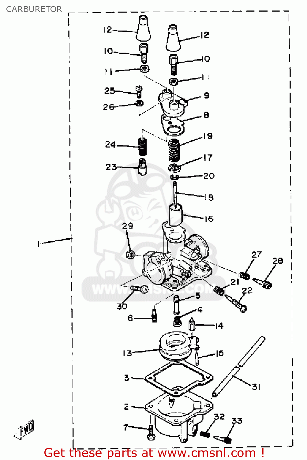 Yamaha QT50 L 1984/1985 USA CARBURETOR - buy original CARBURETOR spares ...