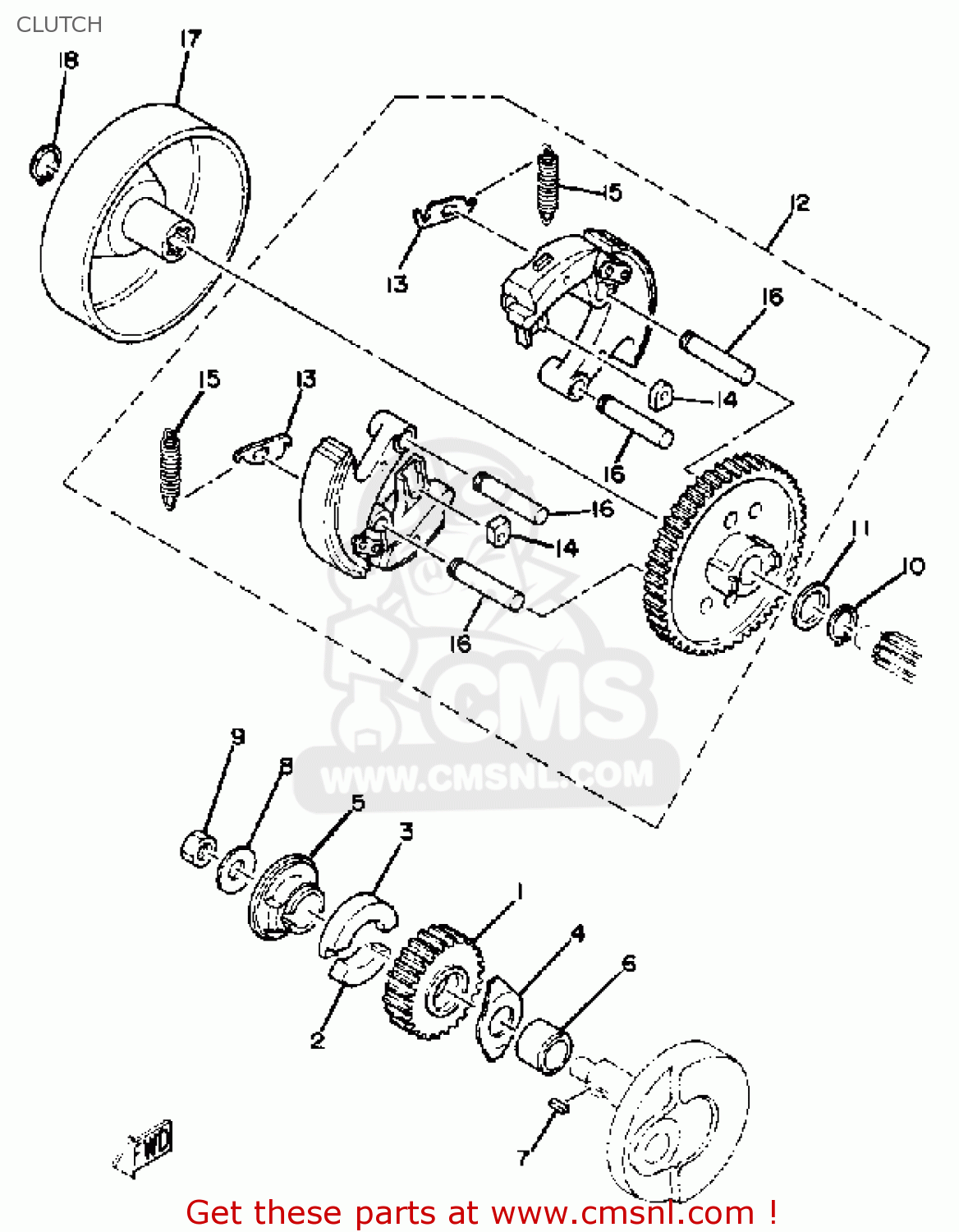 Yamaha QT50 N 1984/1985 USA CLUTCH buy original CLUTCH spares online