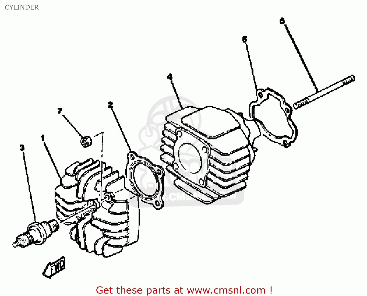 Yamaha QT50 N 1984/1985 USA CYLINDER buy original CYLINDER spares online