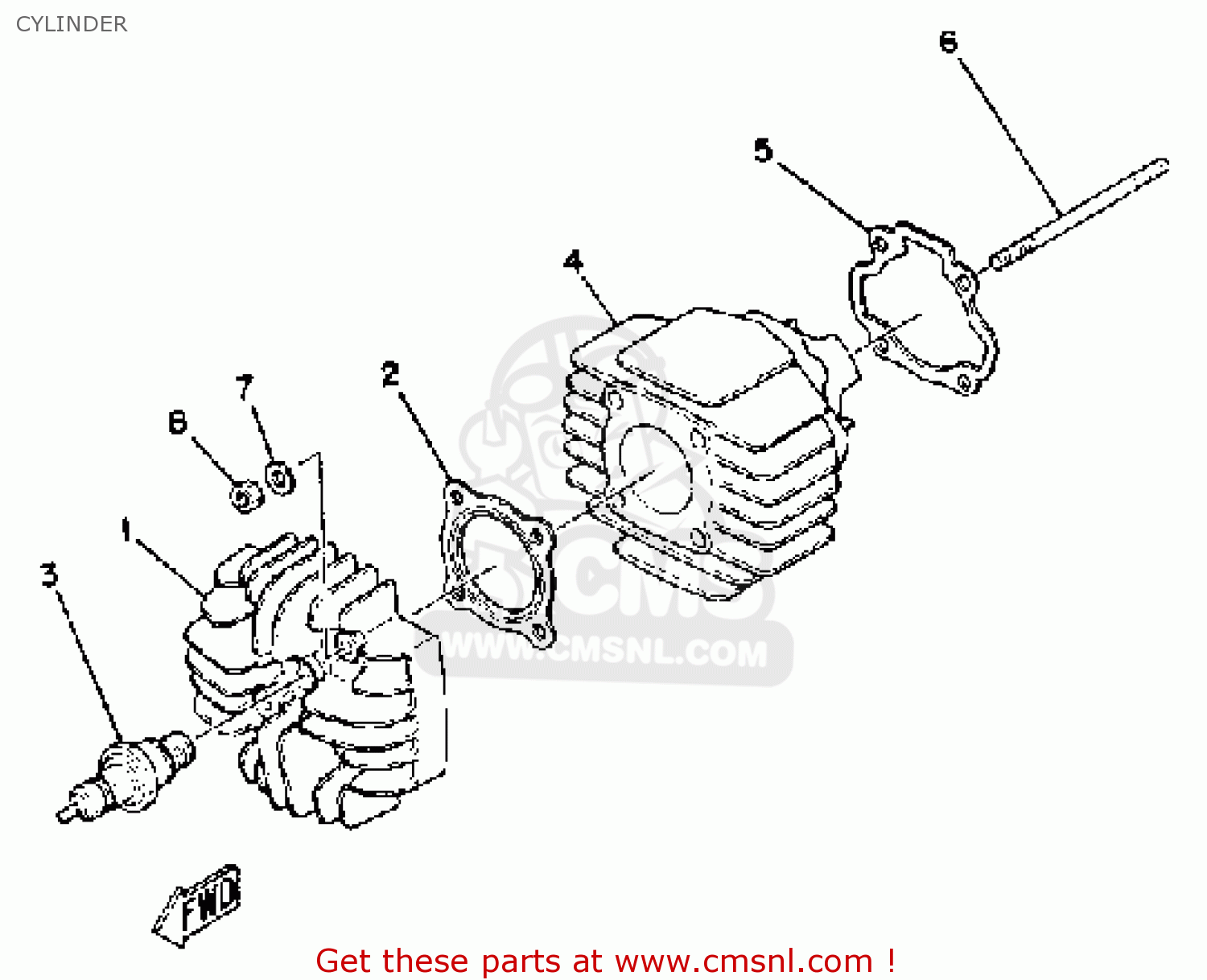 Yamaha QT50F 1979/1980 USA CYLINDER buy original CYLINDER spares online