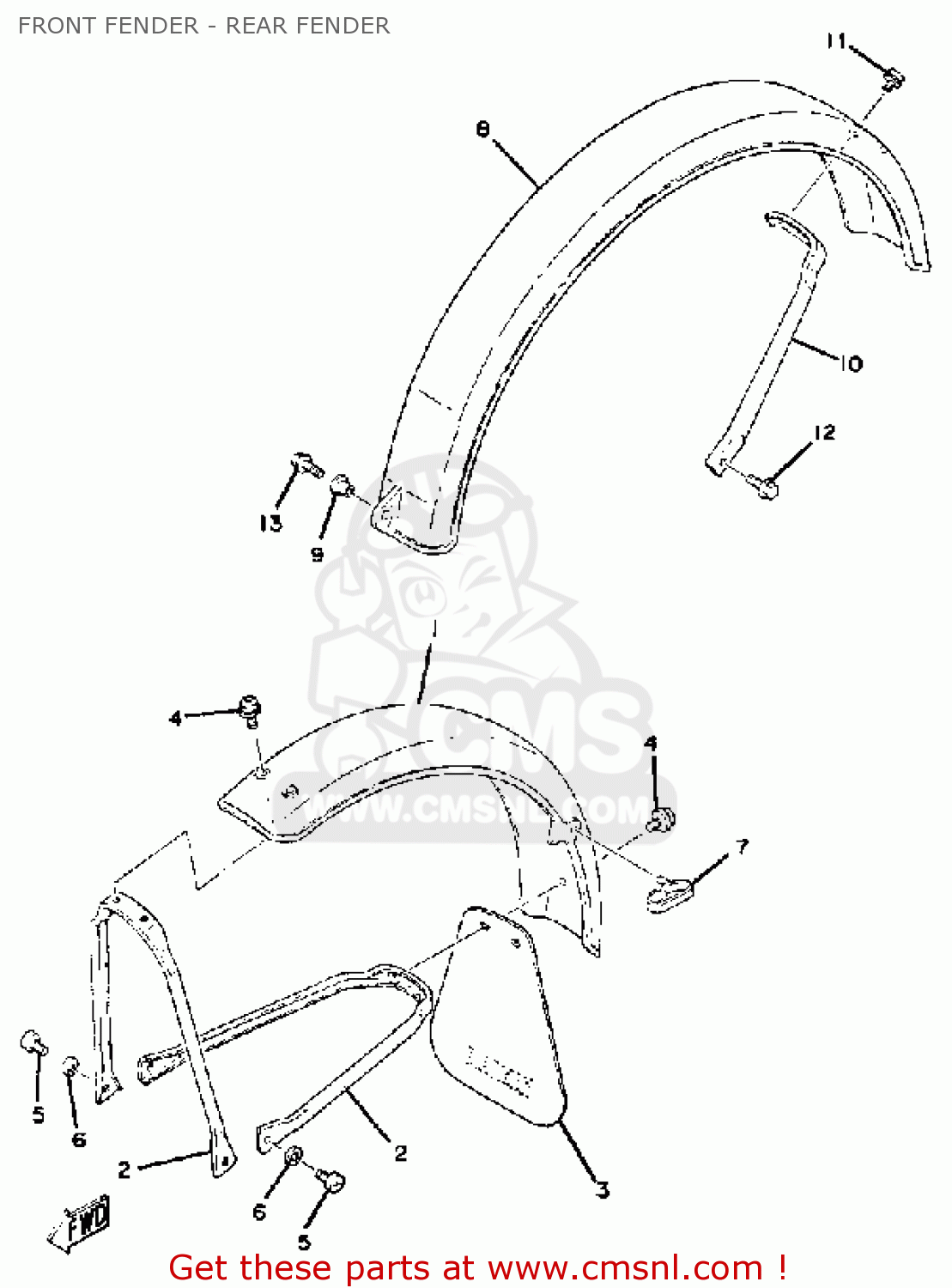 Yamaha QT50K YAMAHOPPER 1982/1983 USA FRONT FENDER - REAR FENDER - buy ...