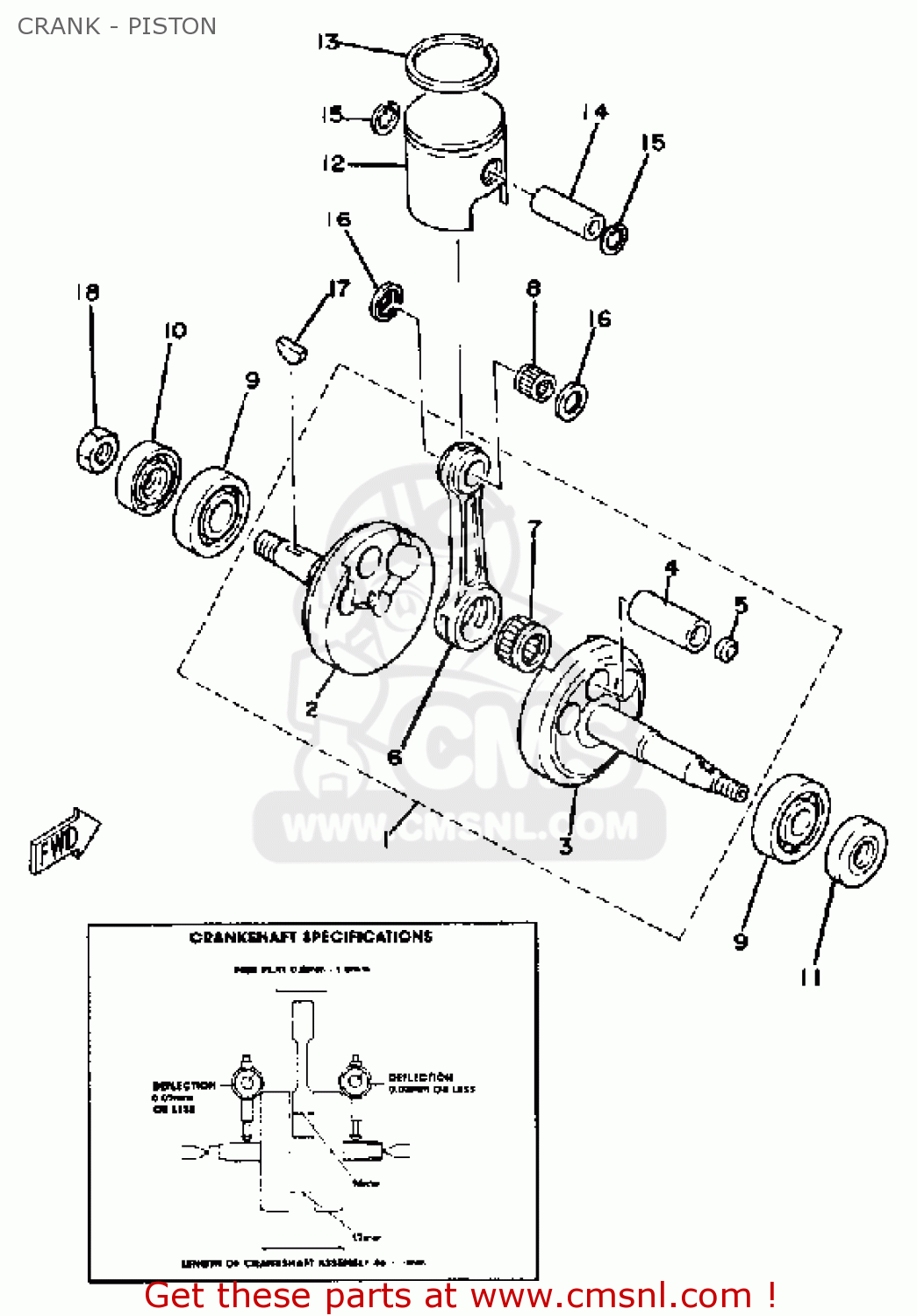 Yamaha RC100S KT100S RACE KART CRANK - PISTON - buy original CRANK ...