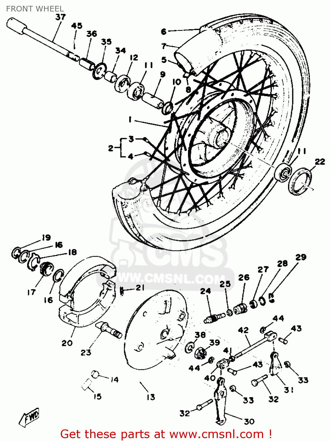 Yamaha RD125 1976 USA FRONT WHEEL - buy original FRONT WHEEL spares online