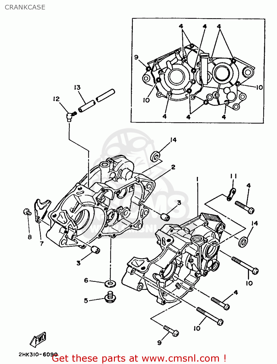 Yamaha RD125LC 1986 1GL SPAIN 261GL-352S1 CRANKCASE - buy original ...