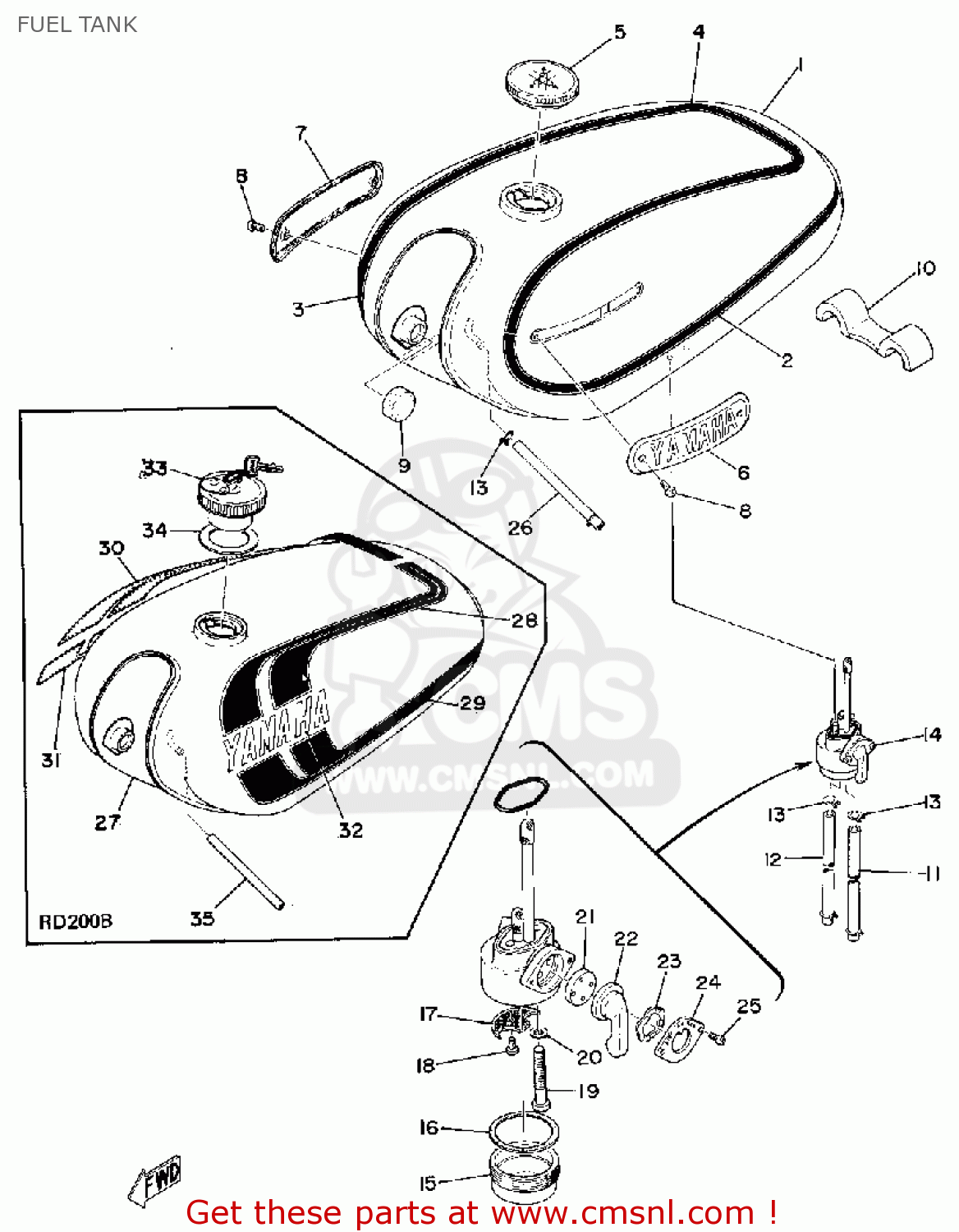 Yamaha RD200 1974 USA FUEL TANK - buy original FUEL TANK spares online