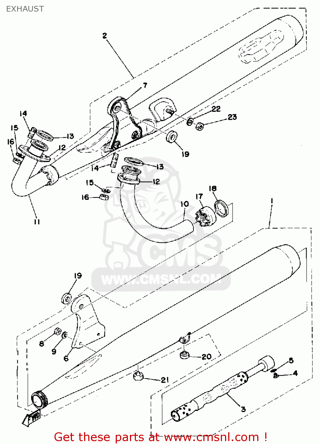 Yamaha RD200 1976 USA EXHAUST - buy original EXHAUST spares online