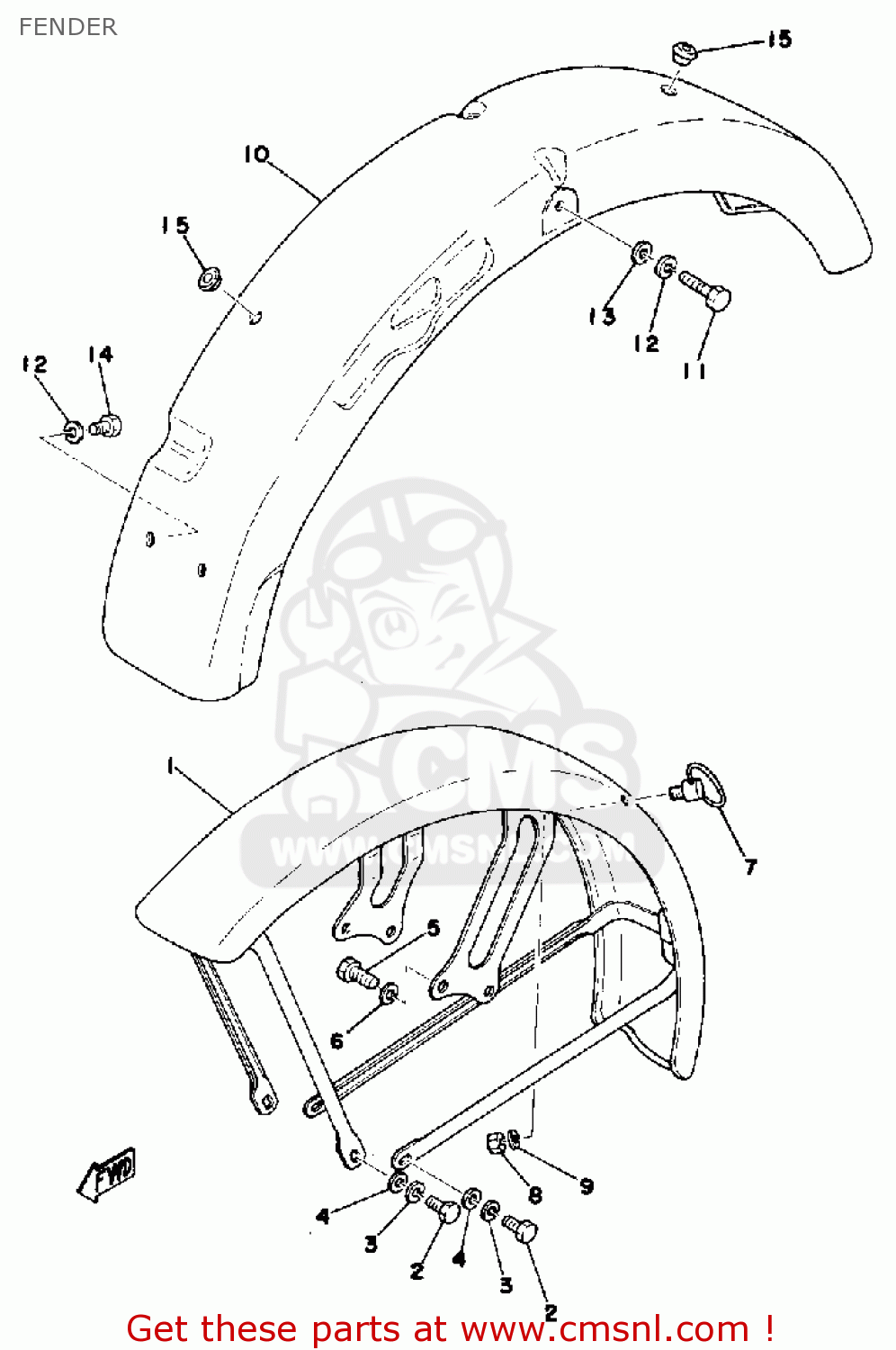 Yamaha RD200 1976 USA FENDER - buy original FENDER spares online