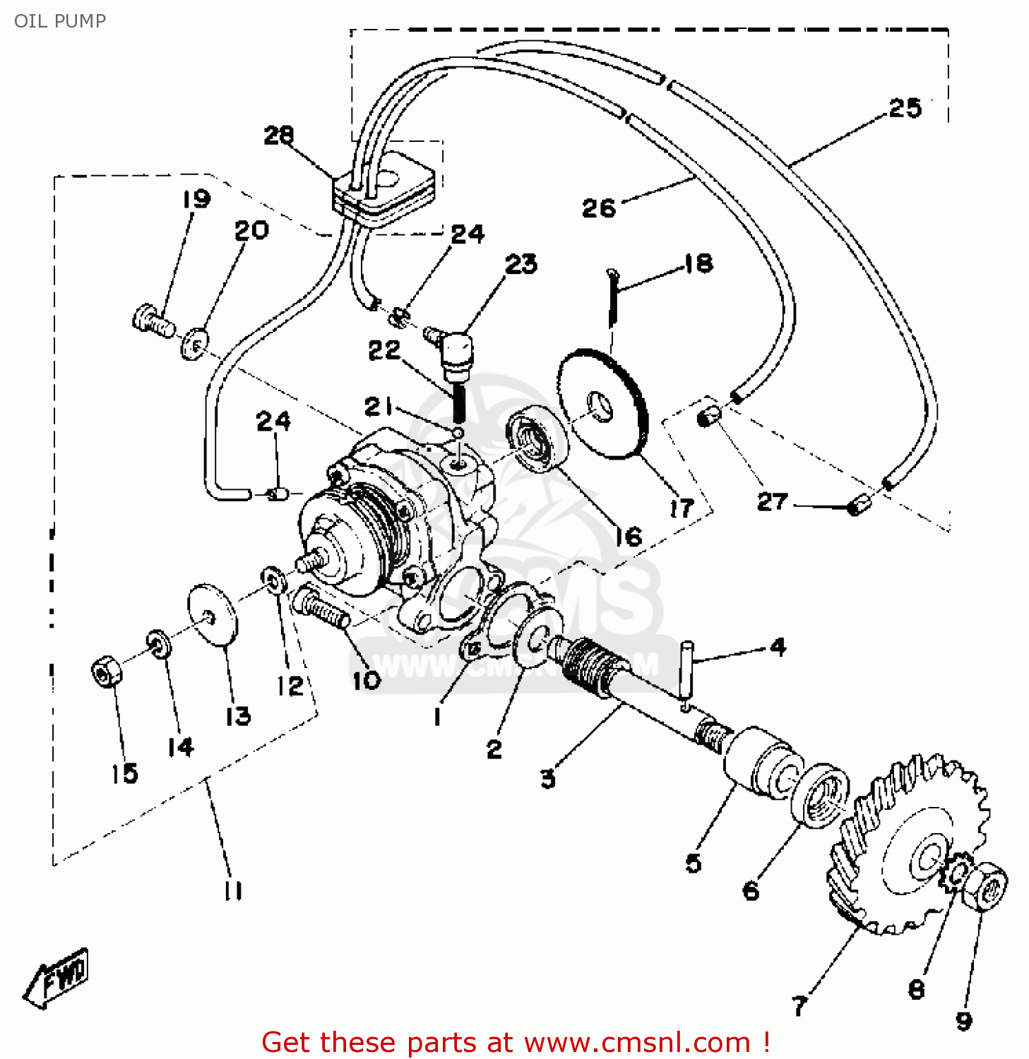 Yamaha RD200 1976 USA OIL PUMP - buy original OIL PUMP spares online