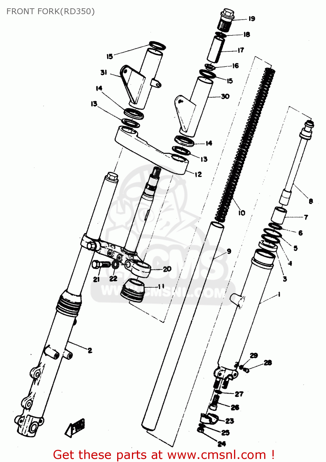 Yamaha RD350 1974 RD1 EUROPE 24RD0300E1 FRONT FORK(RD350) buy original FRONT FORK(RD350