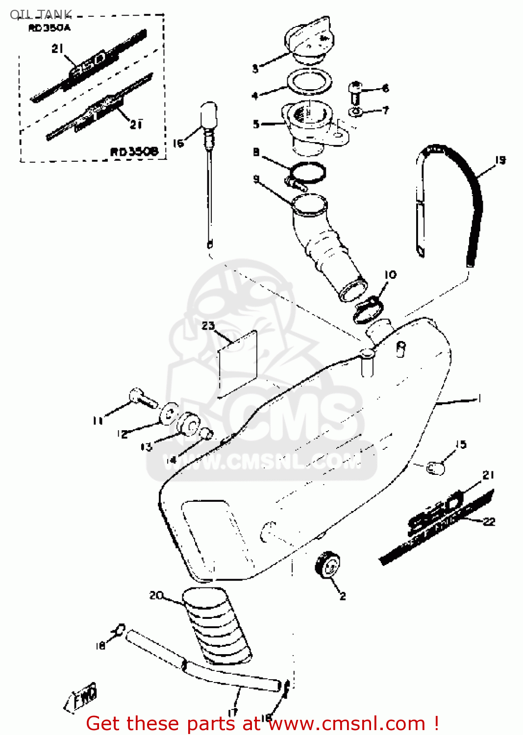 Yamaha RD350 1975 USA OIL TANK - buy original OIL TANK spares online