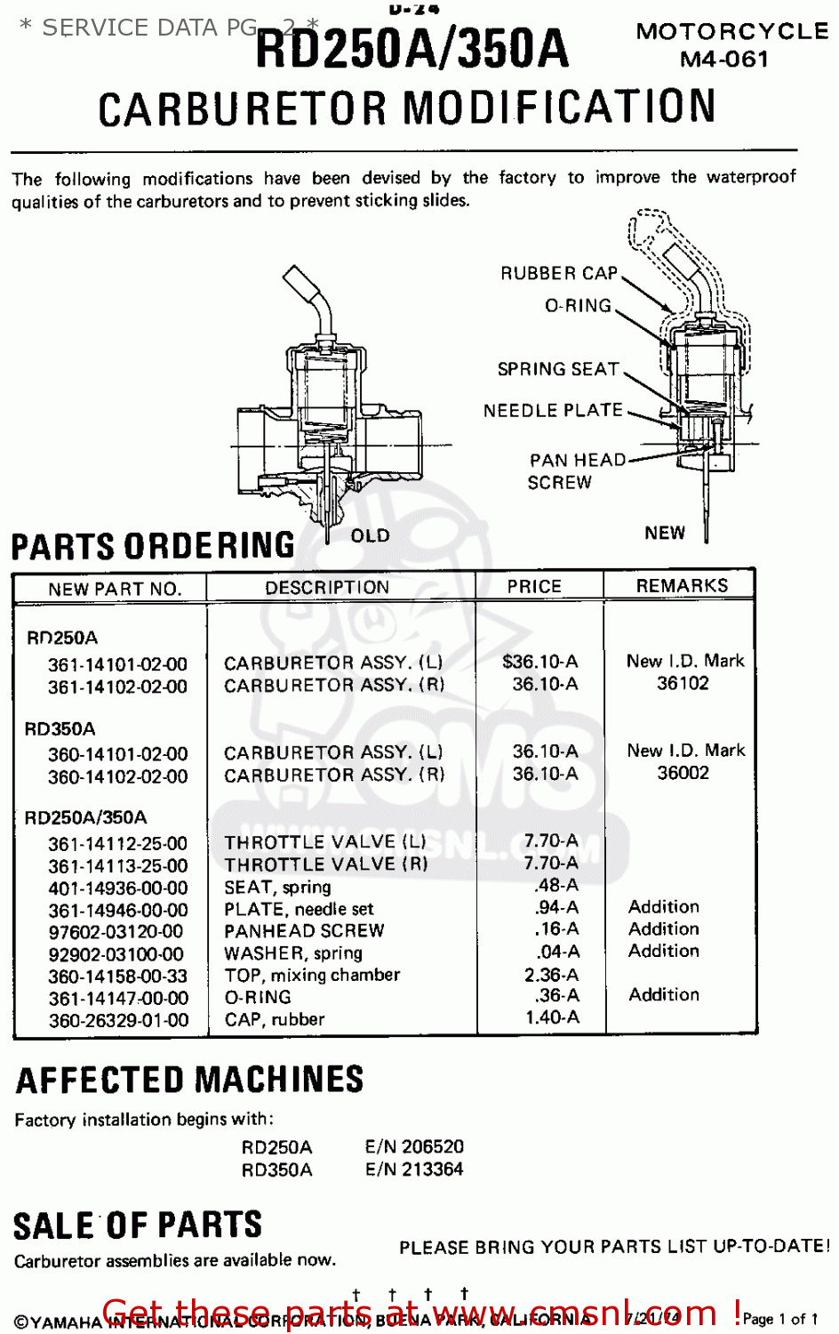 yamaha rd350 parts online