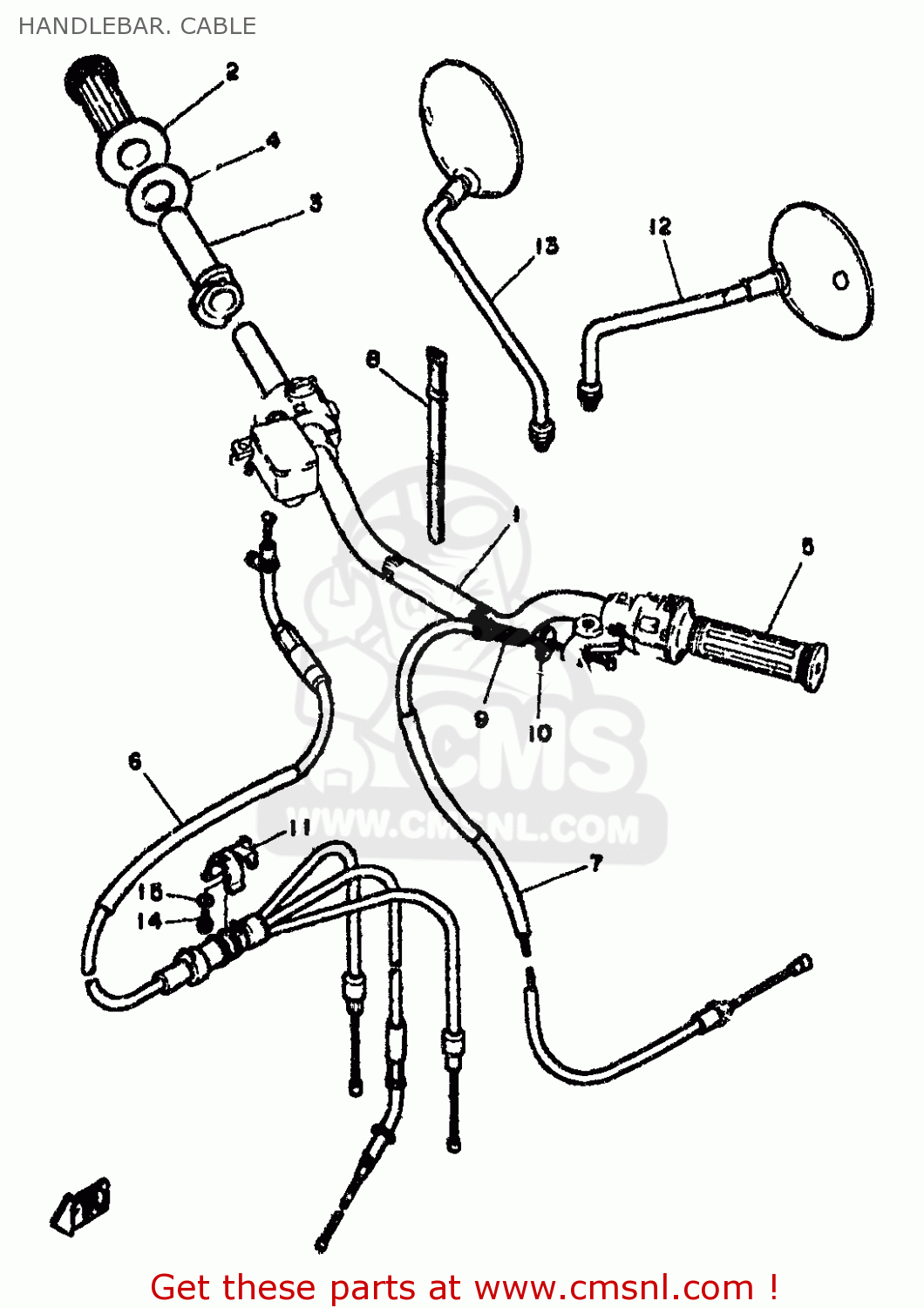 Yamaha RD350LC 1982 4L0 EUROPE 214L0-300E1 HANDLEBAR. CABLE - buy ...