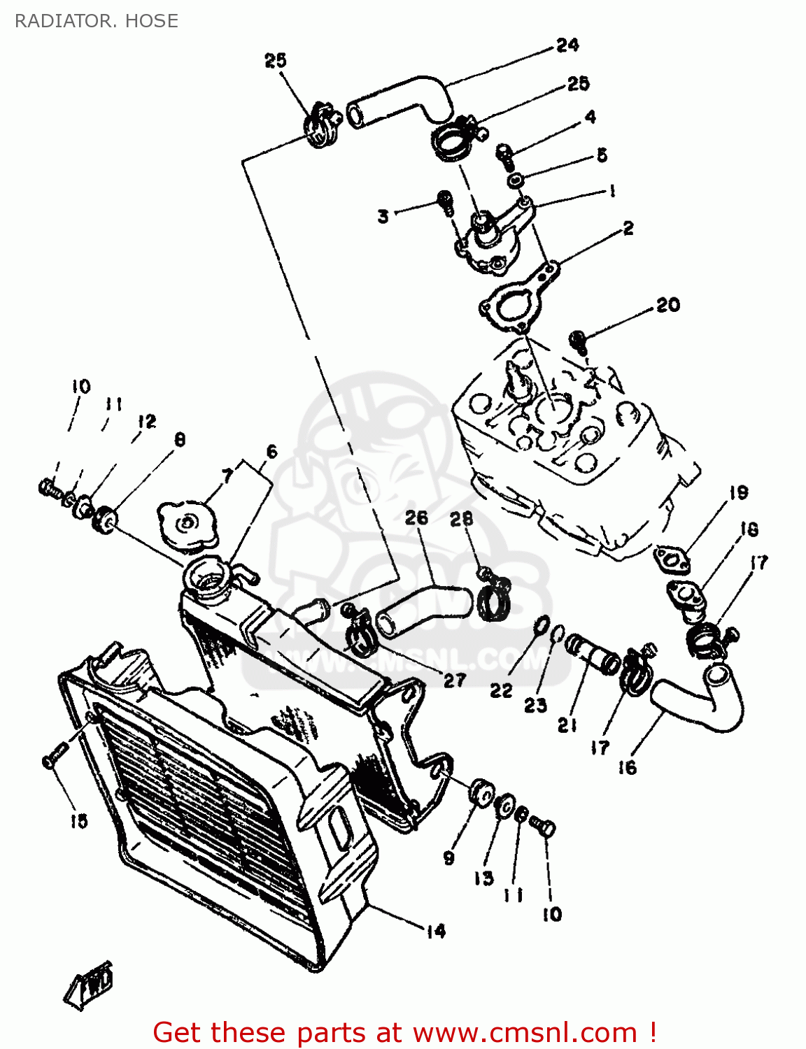 Yamaha RD350LC 1982 4L0 EUROPE 214L0-300E1 RADIATOR. HOSE - buy ...