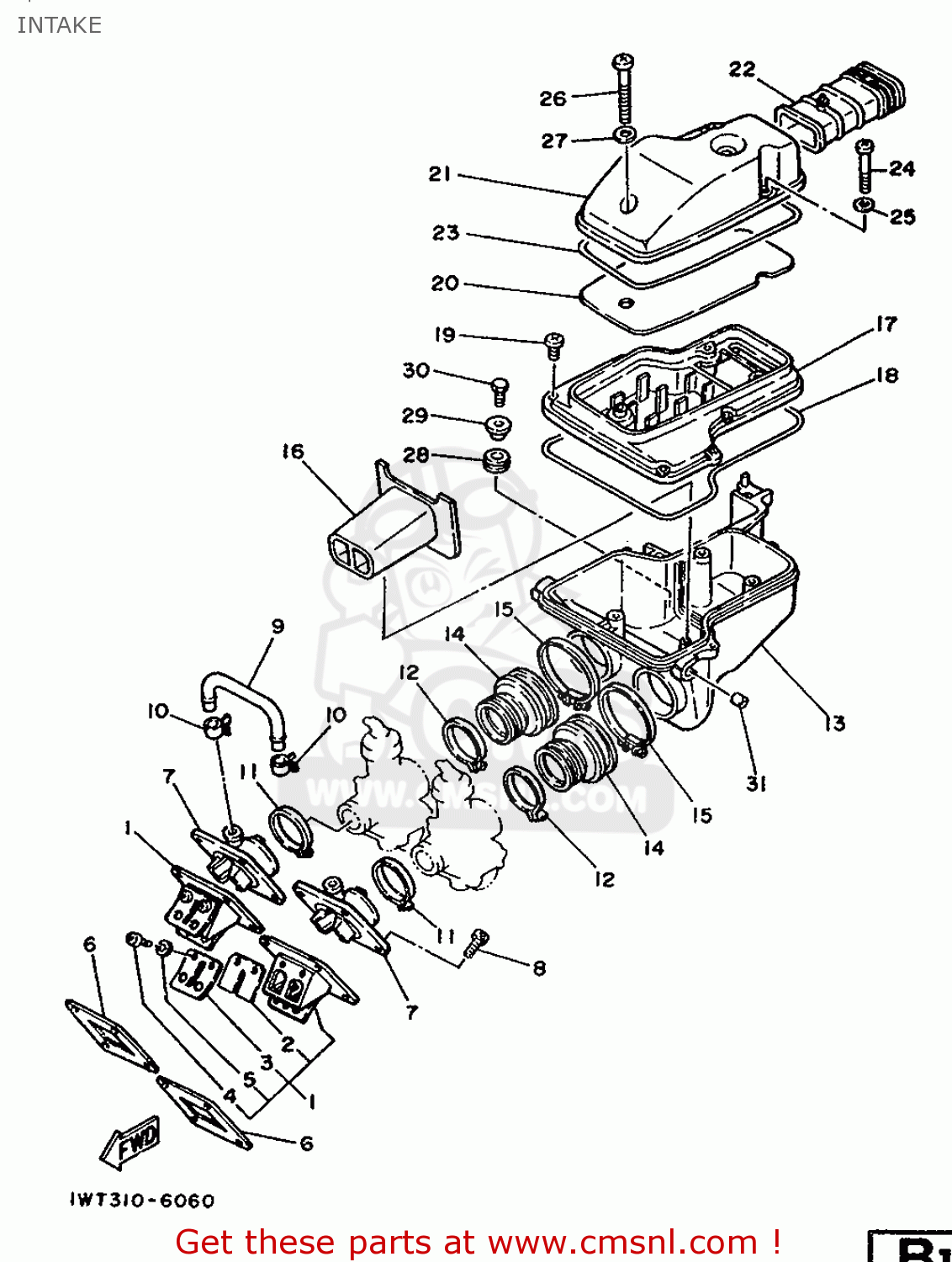 Yamaha RD350LC 1986 1UA FRANCE 261UA-351F1 INTAKE - buy original INTAKE