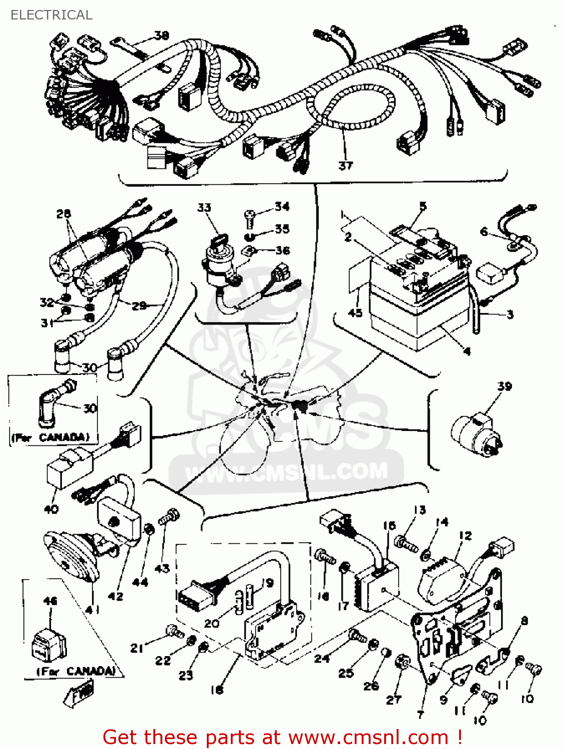 Yamaha Rd400 1976 Usa Electrical - schematic partsfiche rd350 wiring diagram 