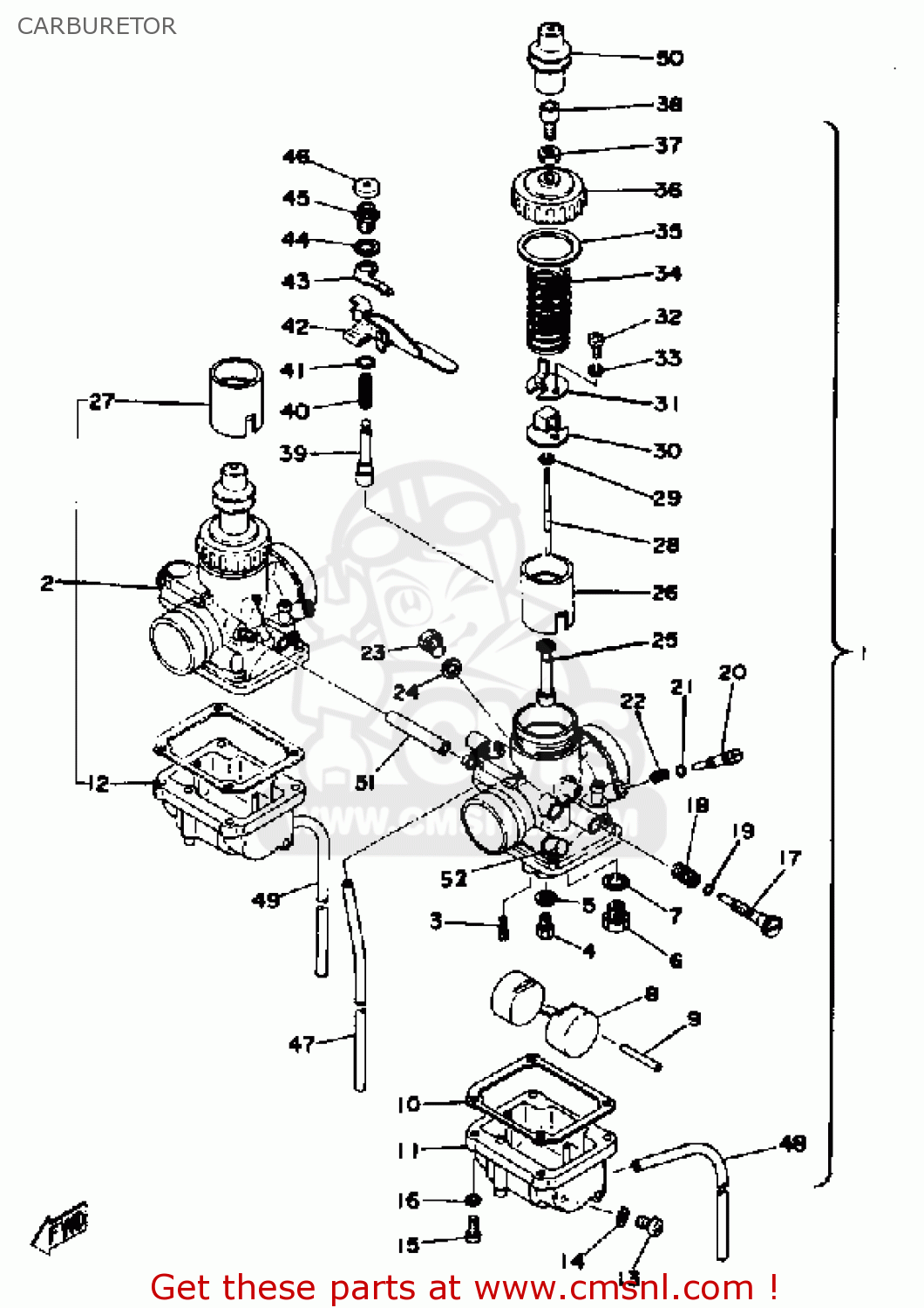 Yamaha RD400 1977 USA CARBURETOR - buy original CARBURETOR spares online