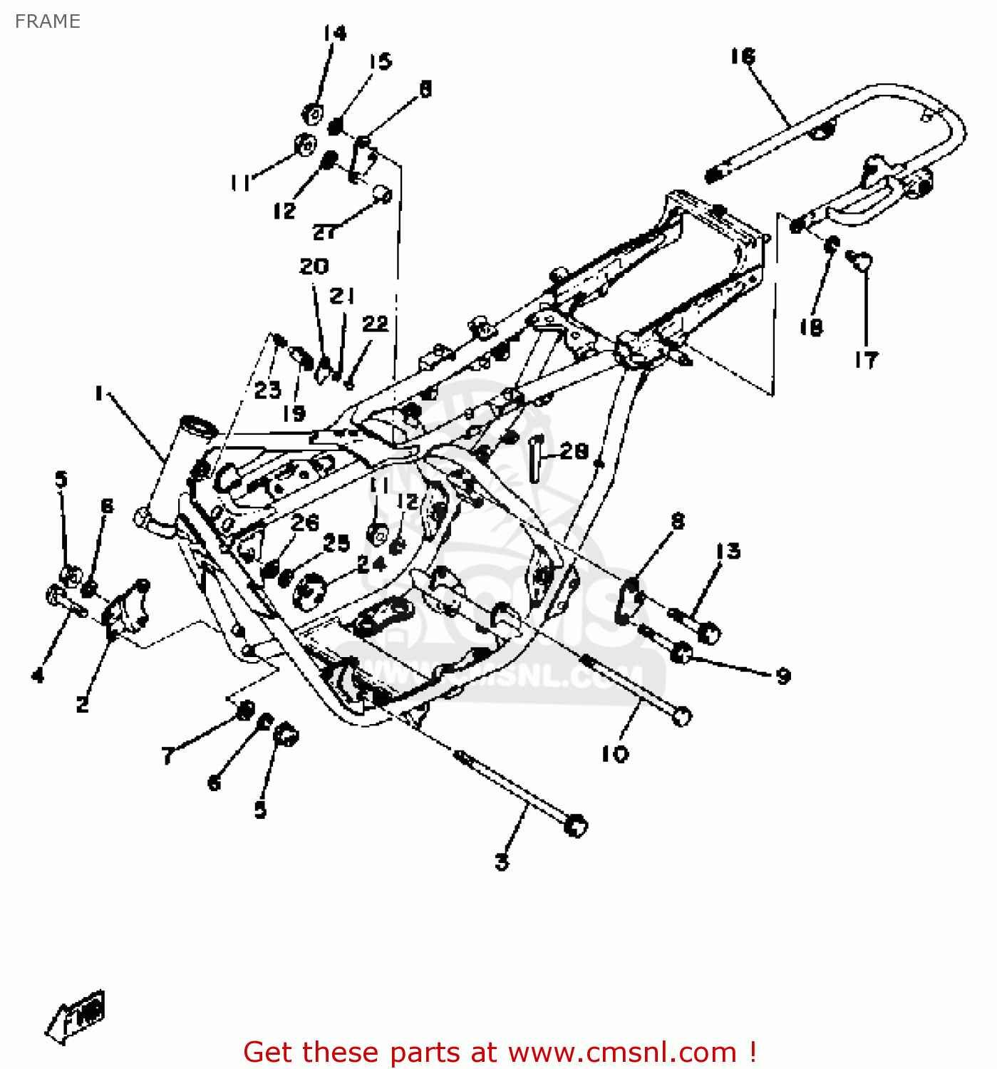 Yamaha RD400 1977 USA FRAME - buy original FRAME spares online