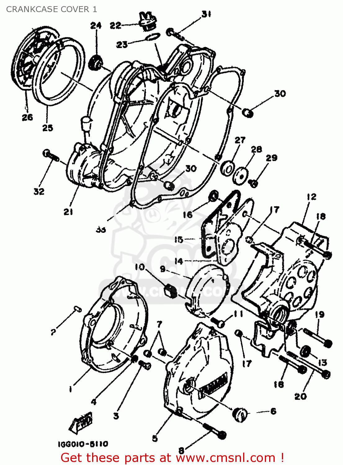 Yamaha RD500LC 1985 1GE EUROPE 251GE-300E1 CRANKCASE COVER 1 - buy ...