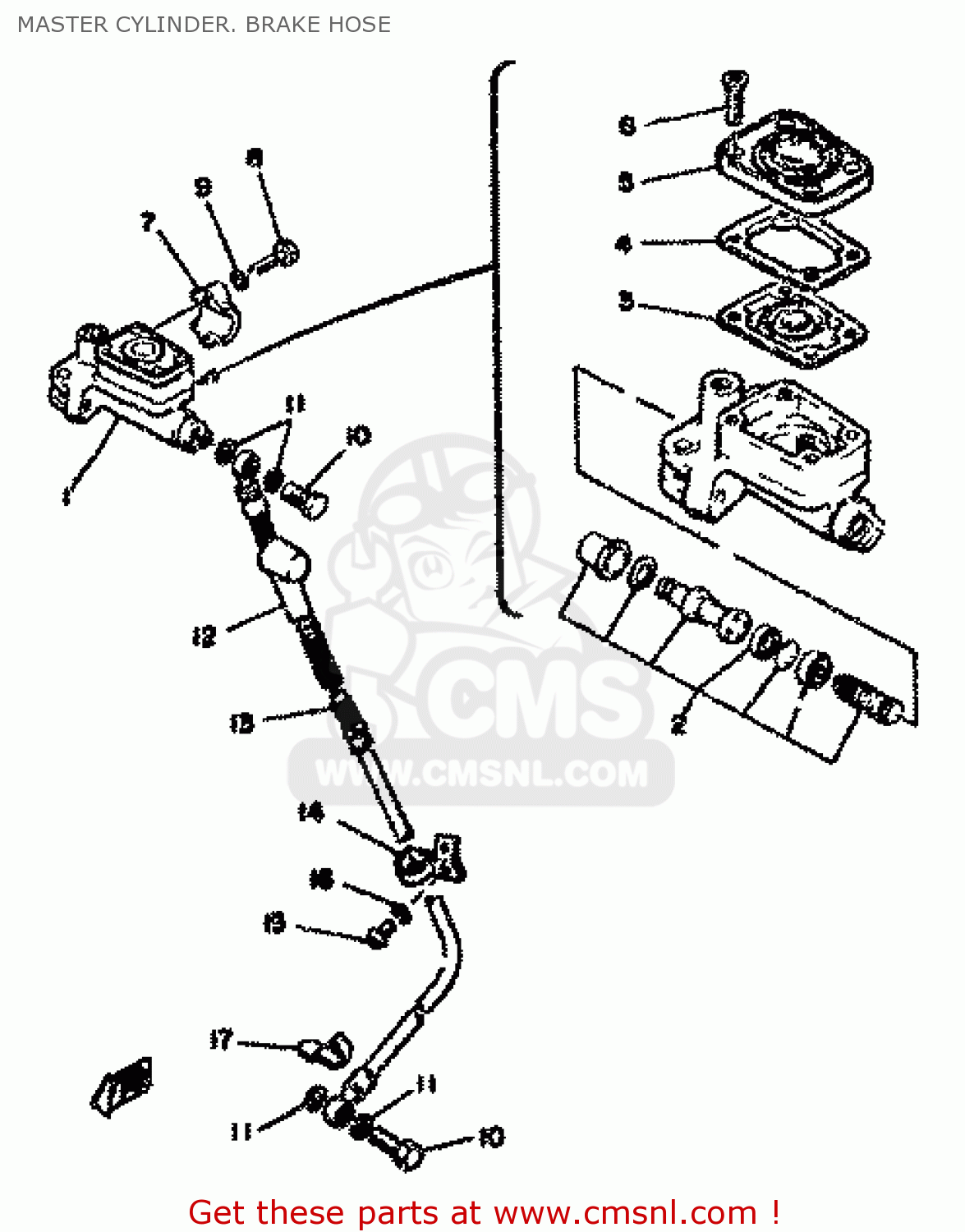 Yamaha RD50M 1979 2L7 EUROPE 2E028-198E5 MASTER CYLINDER. BRAKE HOSE ...