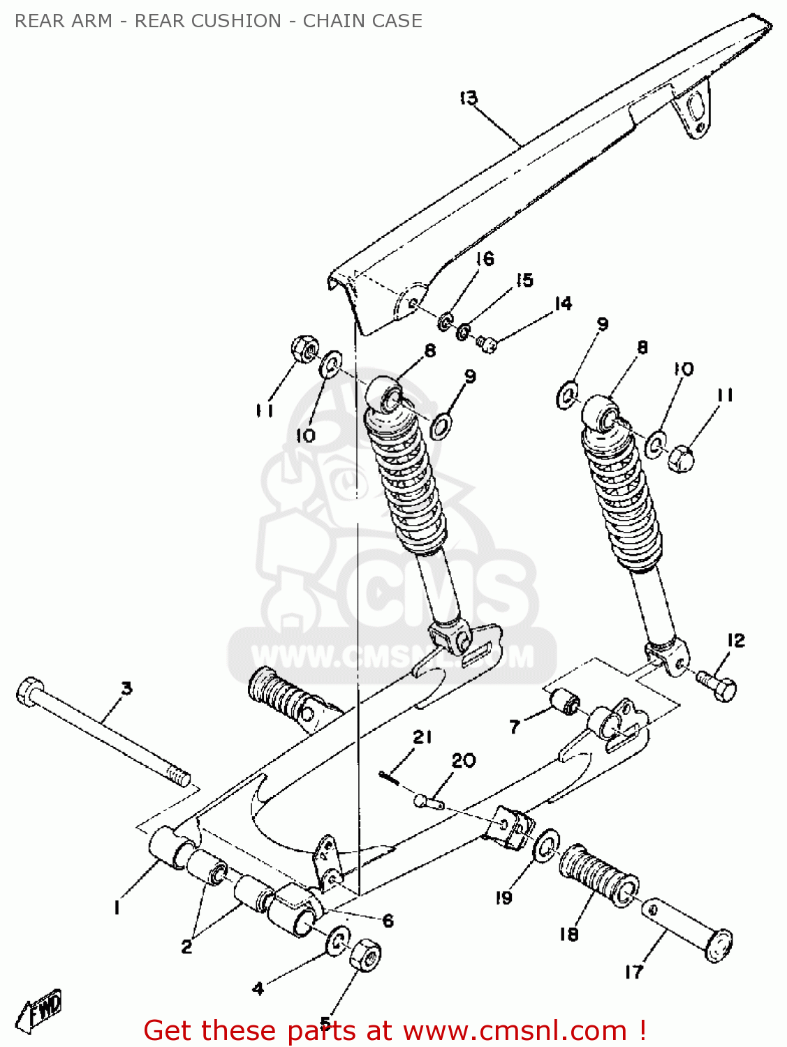 Yamaha RS100 1975 USA REAR ARM - REAR CUSHION - CHAIN CASE - buy ...