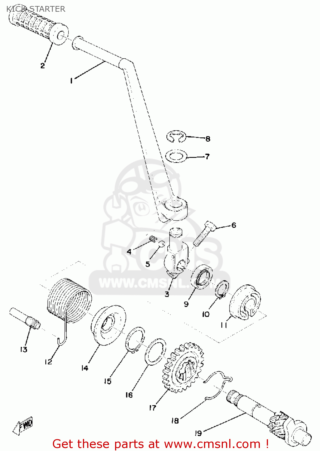 Yamaha RS100 1976 USA KICK STARTER buy original KICK STARTER spares