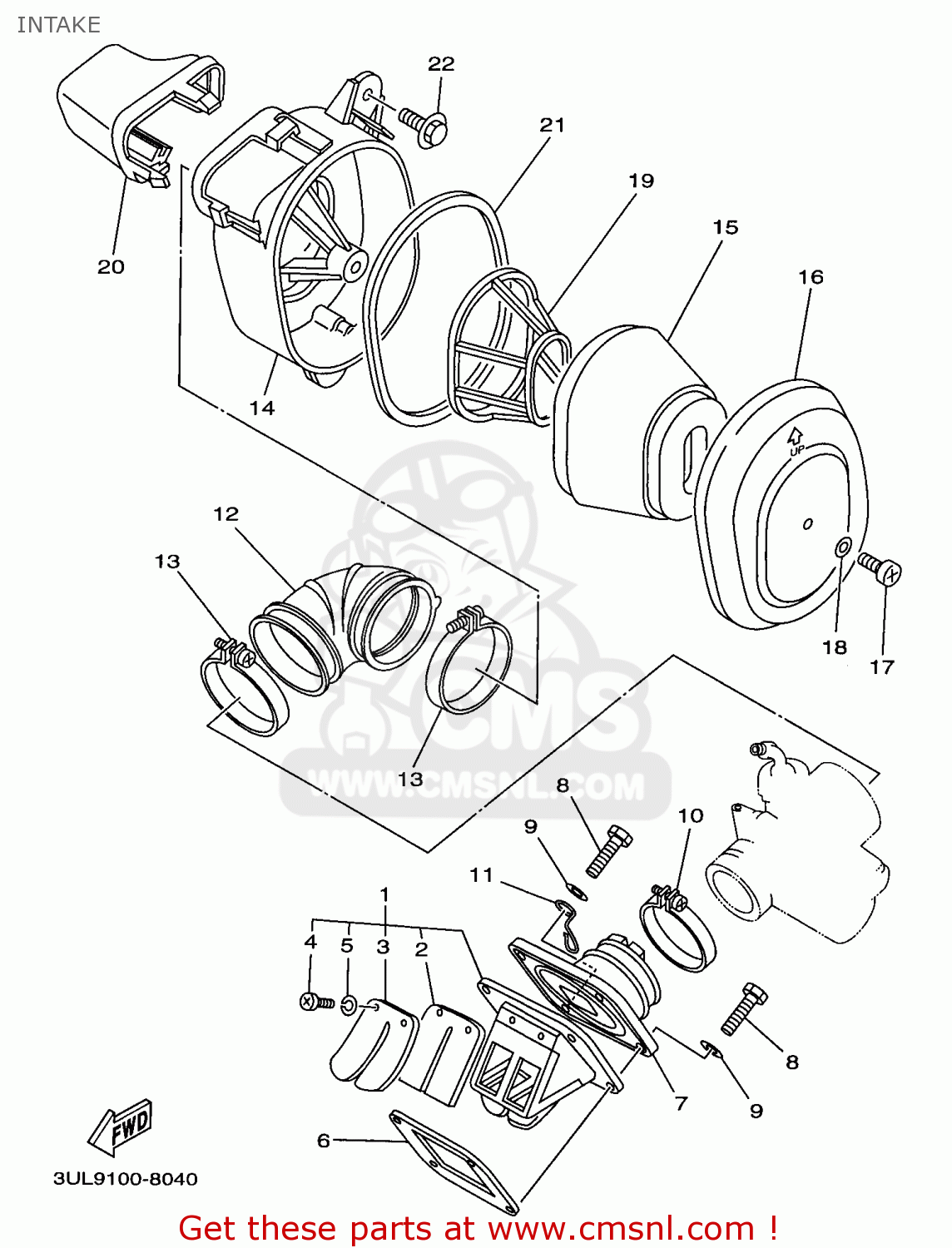 Yamaha RT100 1998 (W) USA INTAKE - buy original INTAKE spares online