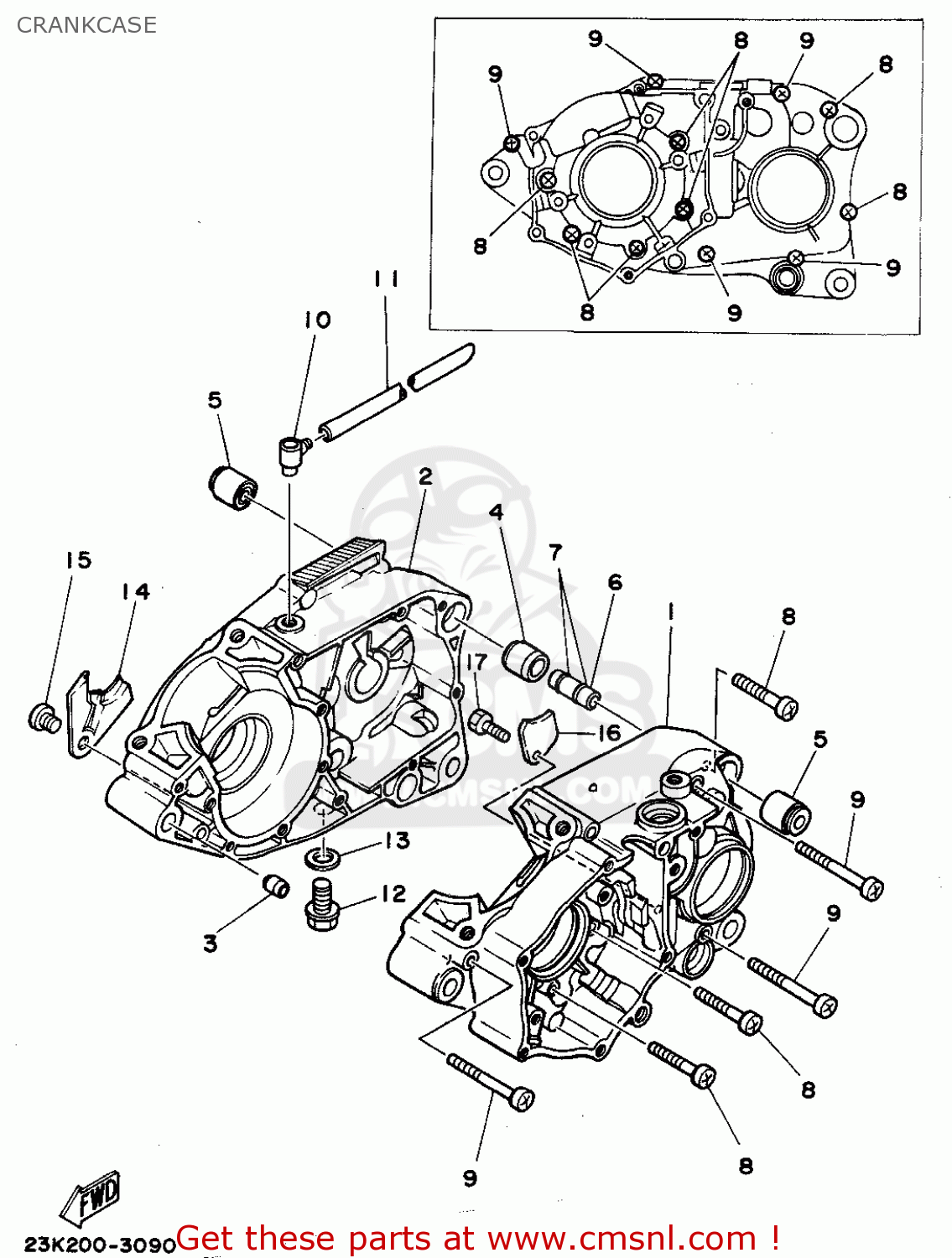 Yamaha RT180 1990 (L) USA CRANKCASE - buy original CRANKCASE spares online