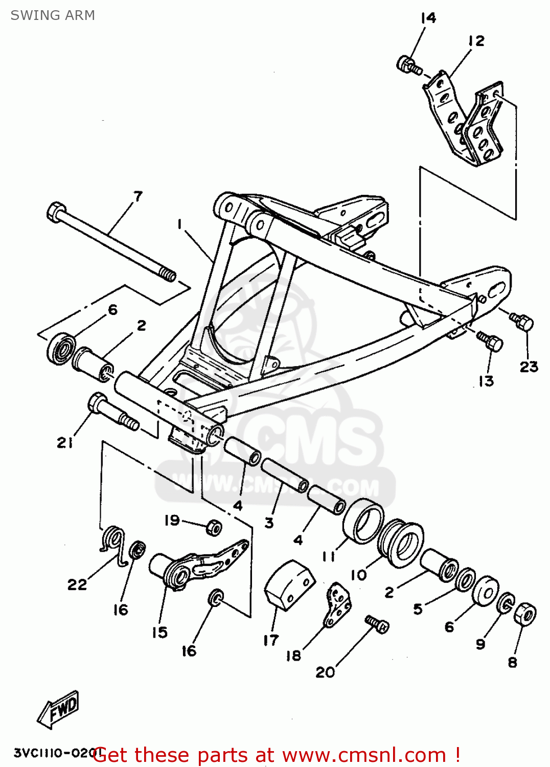 Yamaha RT180 1990 (L) USA SWING ARM - buy original SWING ARM spares online