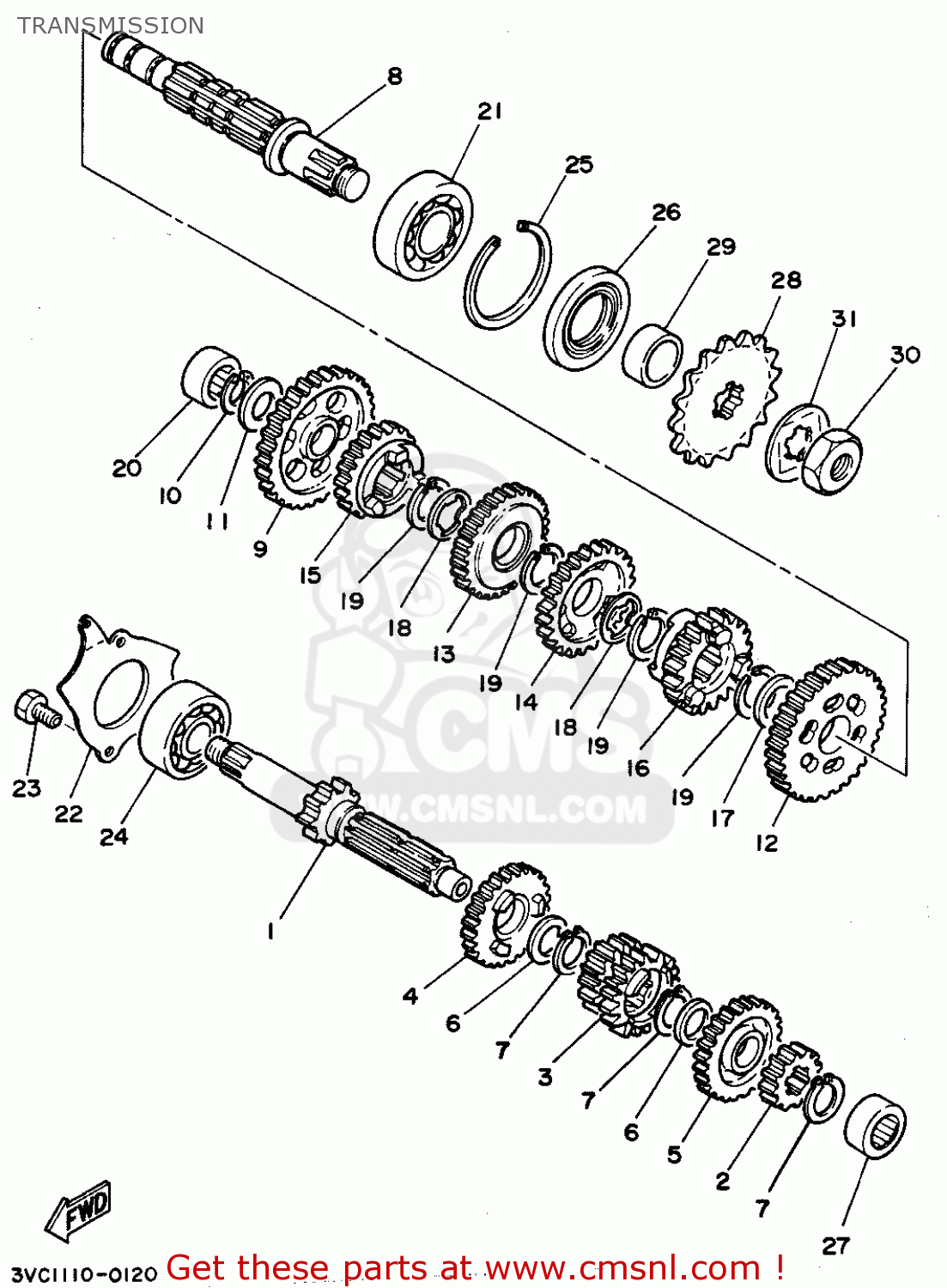 Yamaha RT180 1990 (L) USA TRANSMISSION - buy original TRANSMISSION ...