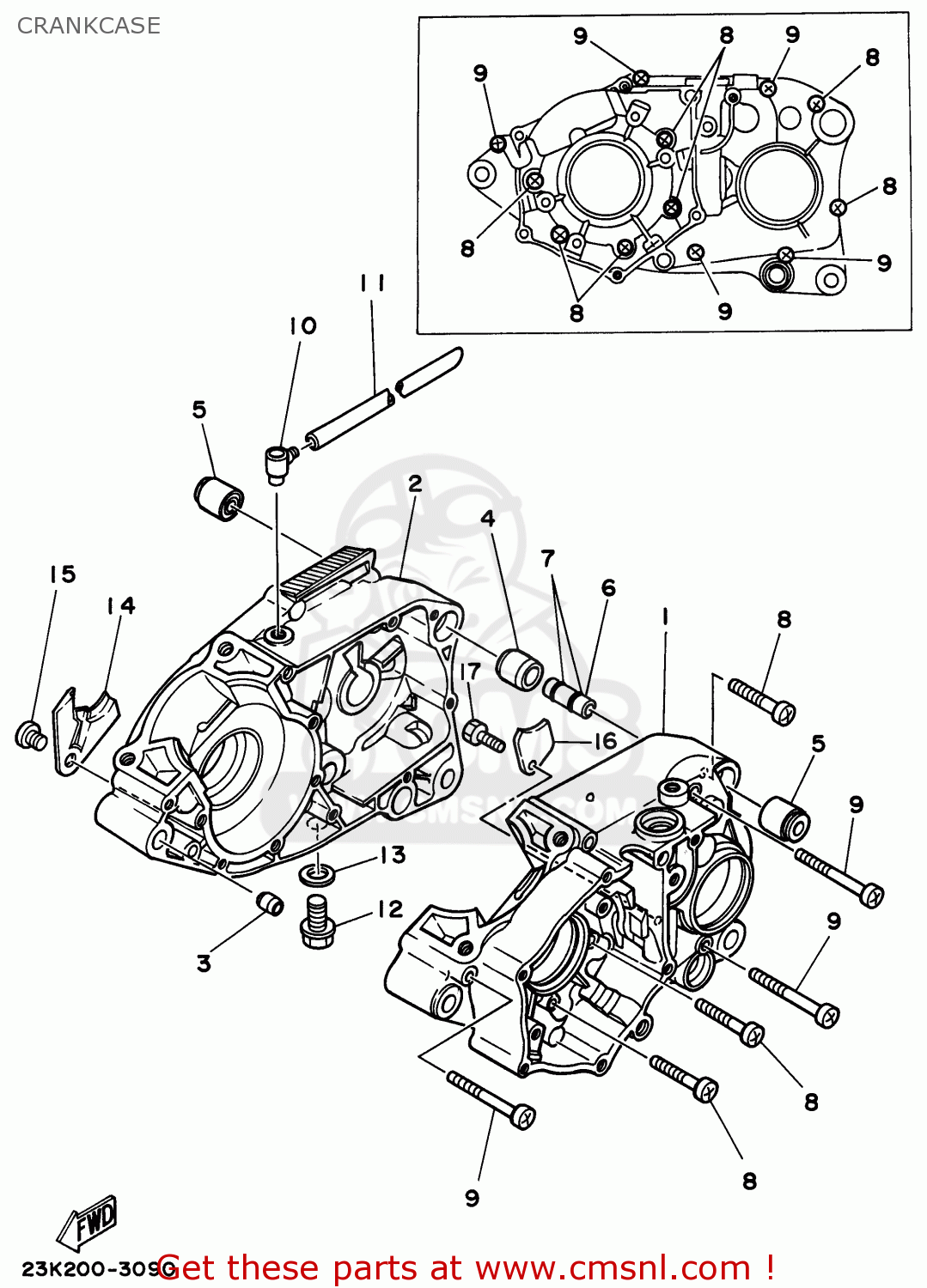 Yamaha RT180 1996 (T) USA CRANKCASE - buy original CRANKCASE spares online