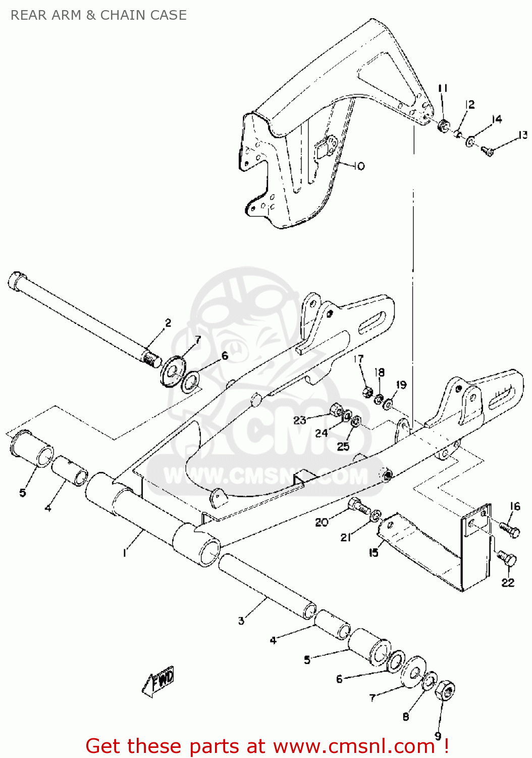 Yamaha RT1B 1971 USA REAR ARM & CHAIN CASE - buy original REAR ARM ...