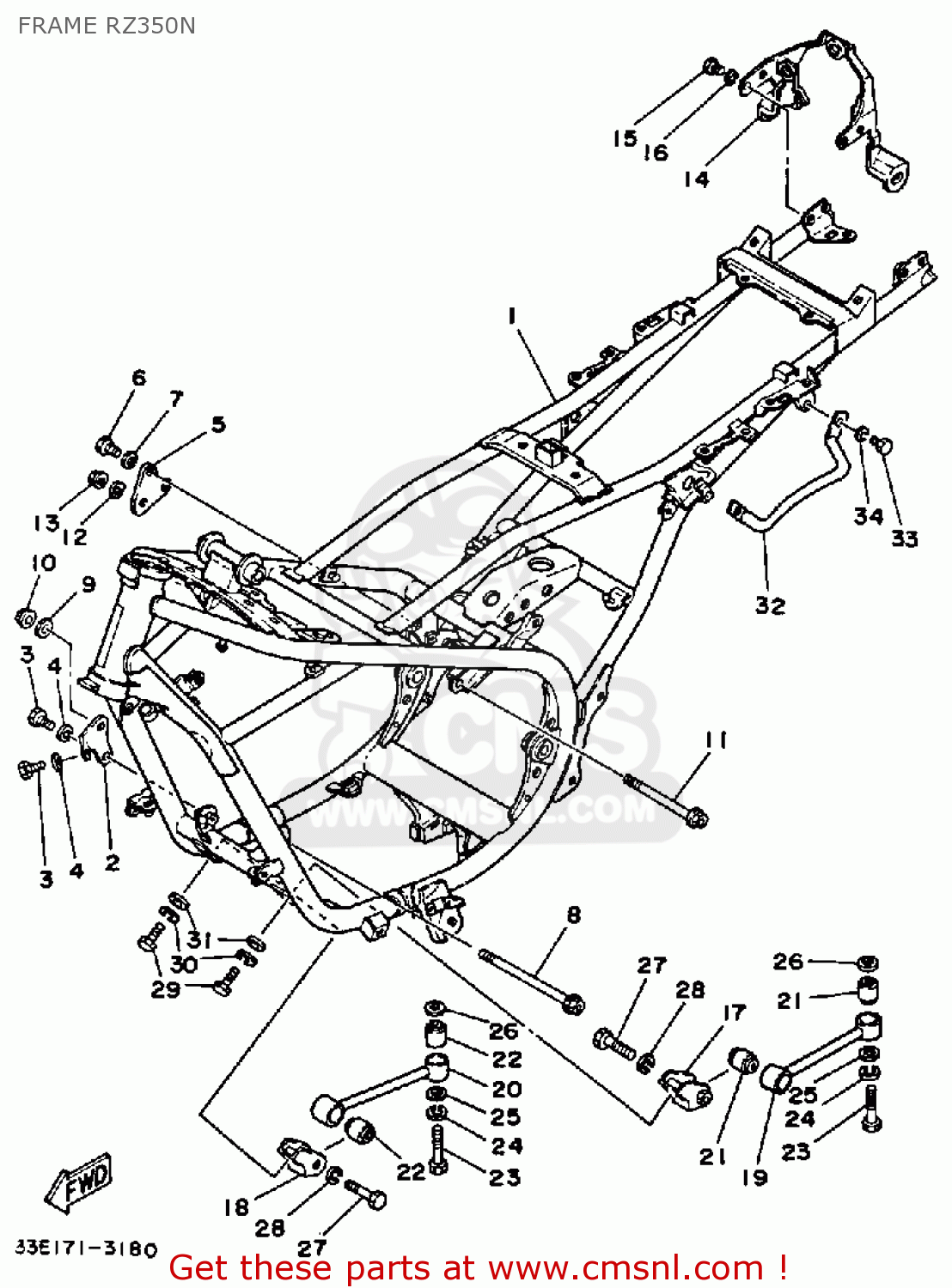 Yamaha RZ350 1985 (F) USA FRAME RZ350N - buy original FRAME RZ350N ...