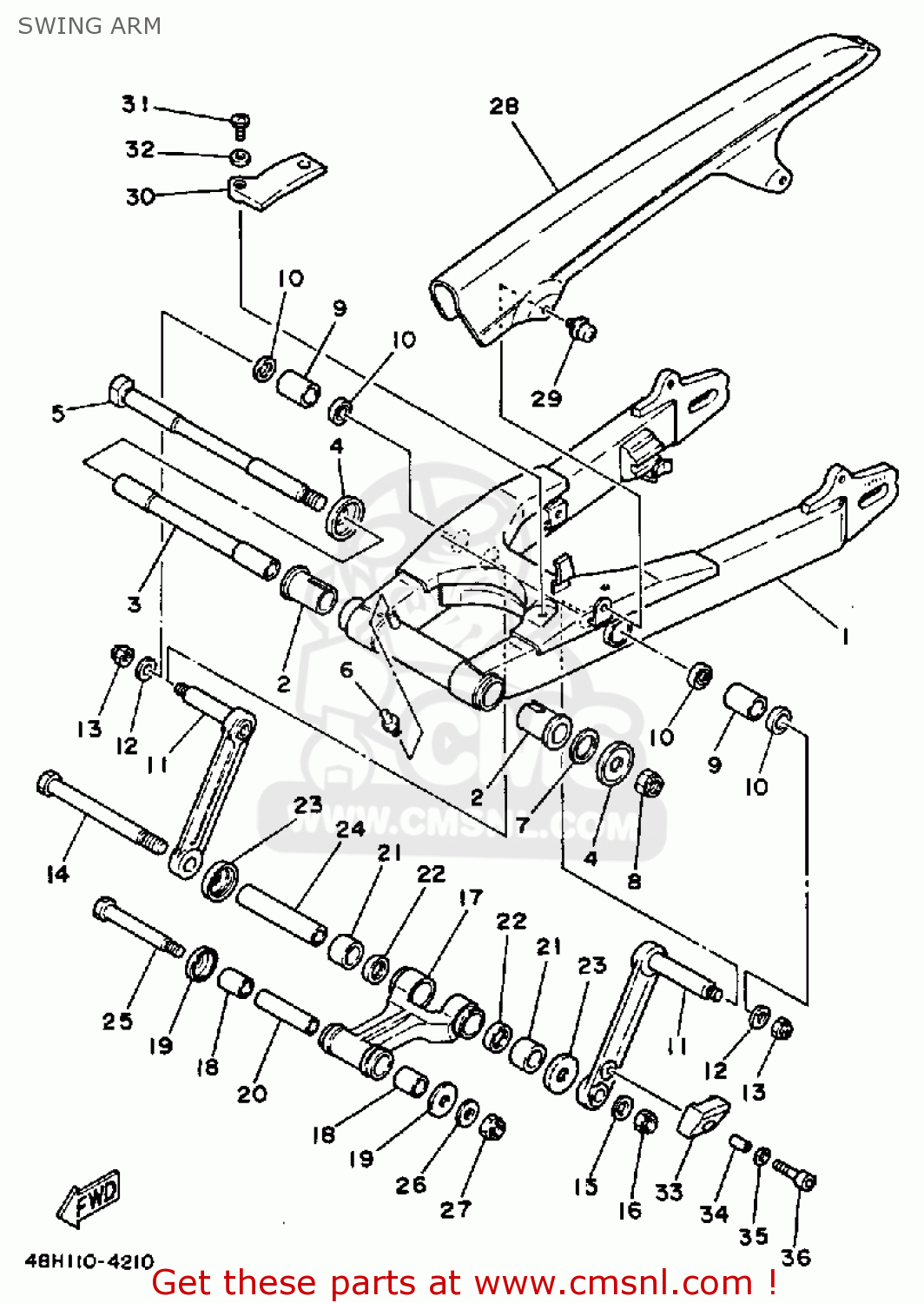 Yamaha RZ350 1985 (F) USA SWING ARM - buy original SWING ARM spares online