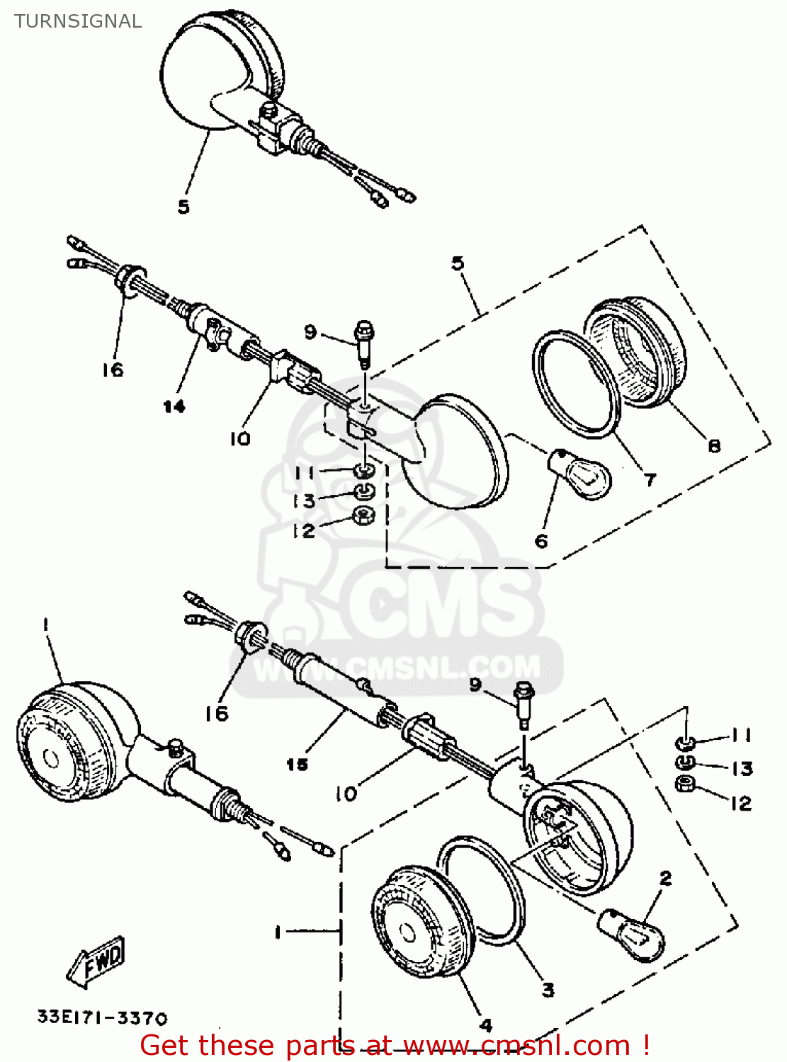 Yamaha RZ350 1985 (F) USA TURNSIGNAL - buy original TURNSIGNAL spares ...