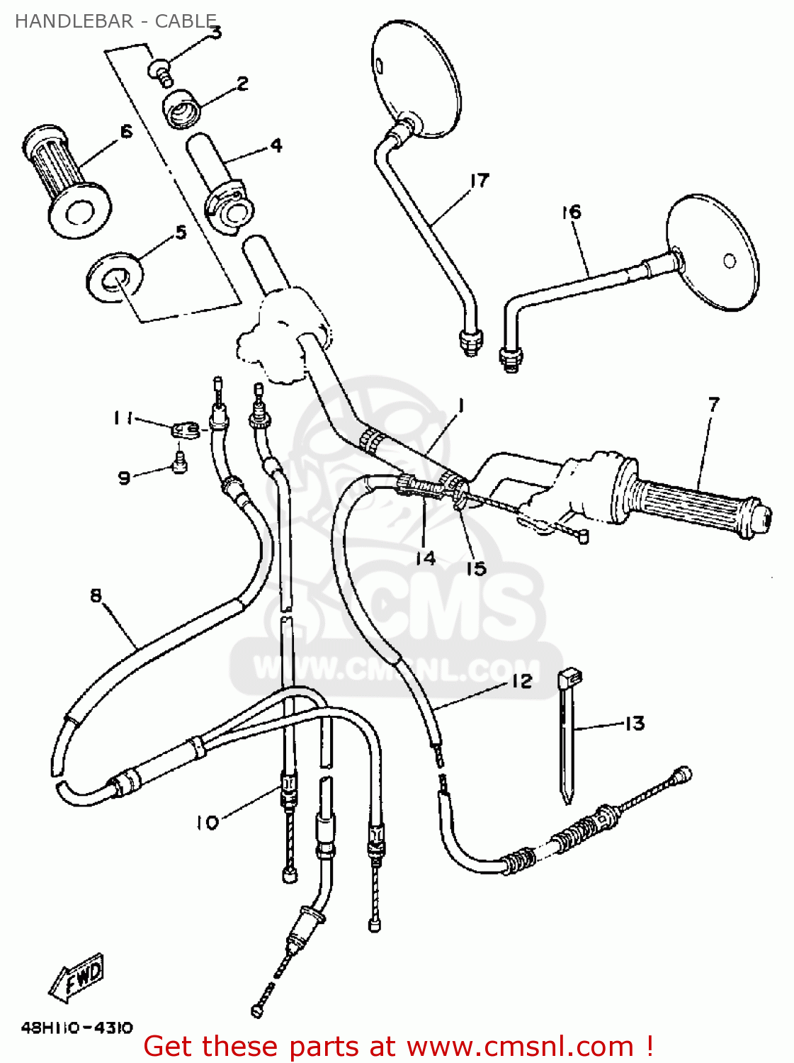 Yamaha RZ350C 1985 (F) CALIFORNIA HANDLEBAR - CABLE - buy original ...