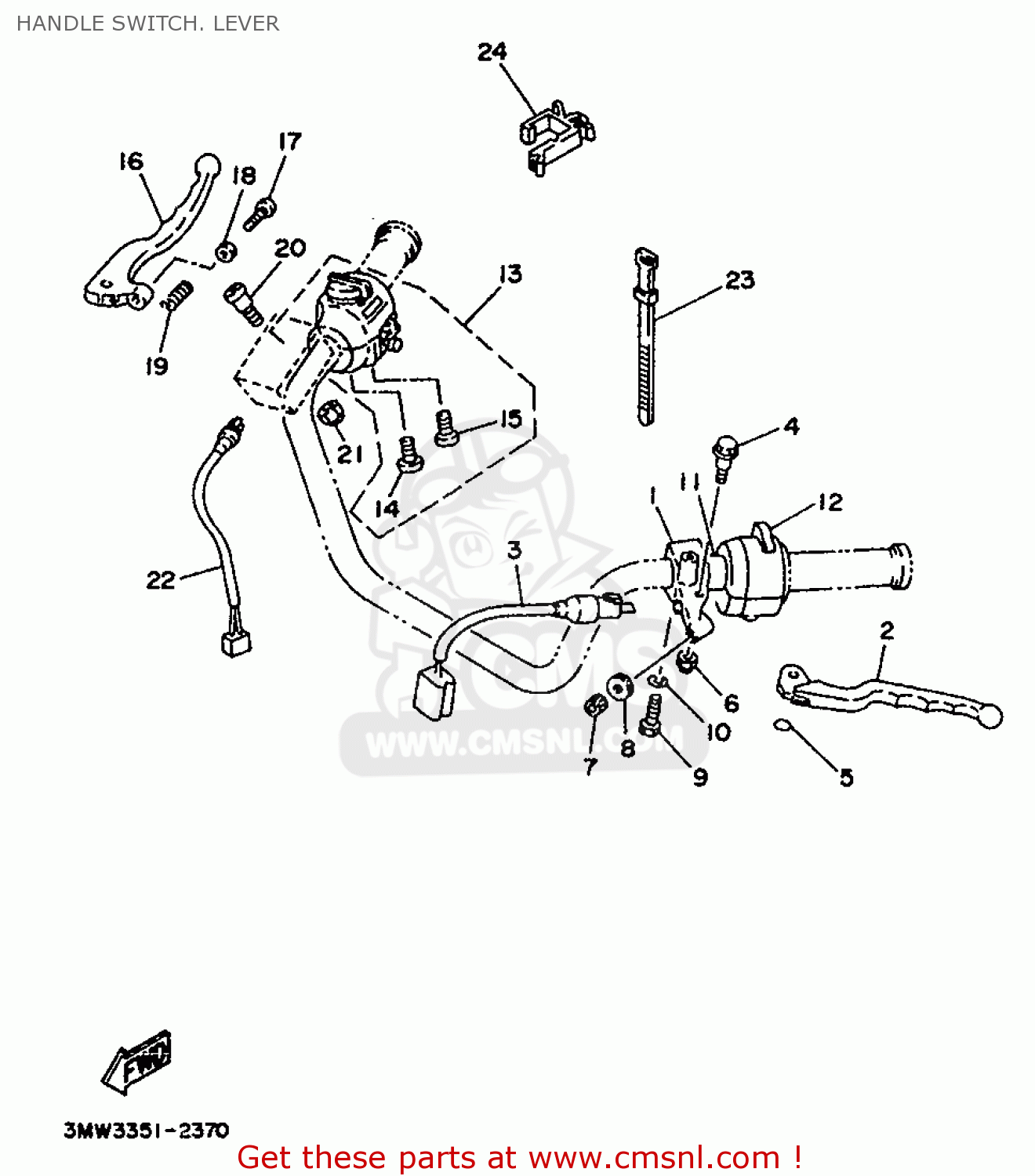 Yamaha SR125 1996 3MW5 FRANCE 263MW-351F1 HANDLE SWITCH. LEVER - buy ...