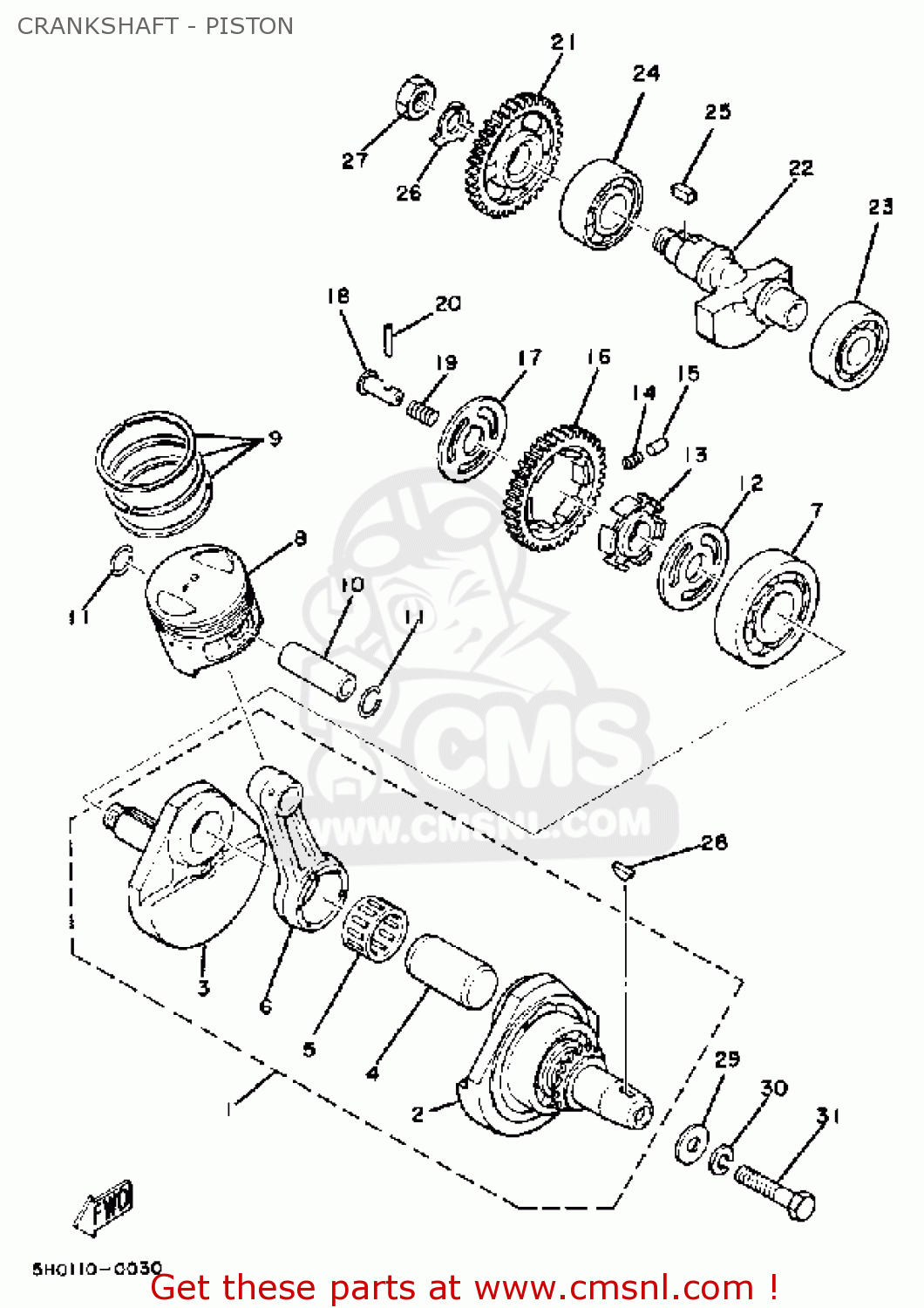 Yamaha SR185 1982 (C) USA CRANKSHAFT - PISTON - buy original CRANKSHAFT ...